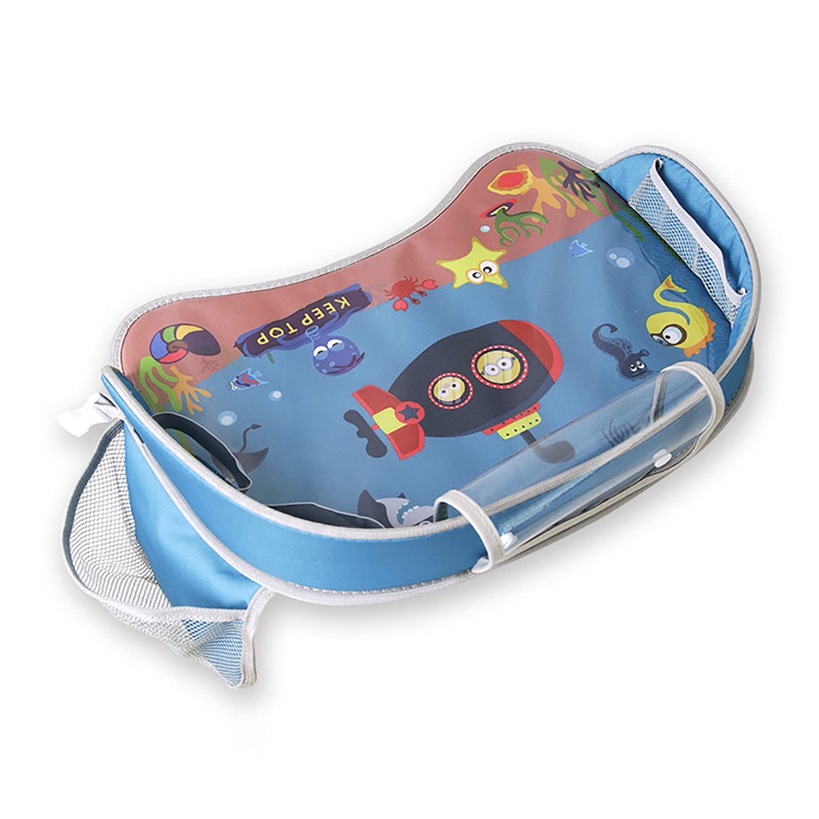 Kids Travel Tray for Car Seat & Airplane - Toddler Road Trip Organizer with Waterproof Storage Pockets & Phone Holder | Perfect for Car Stroller, Long Trips & In-Flight Activities