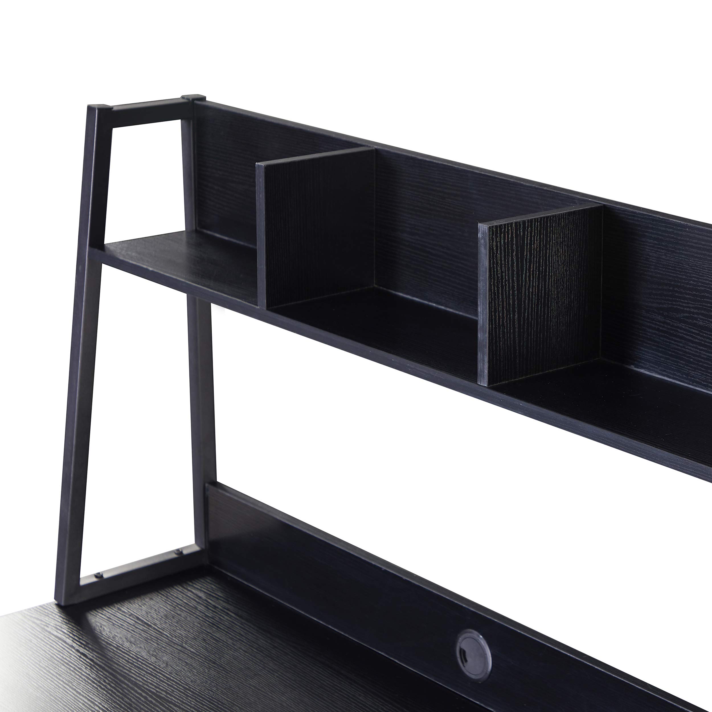 Black Home Office Computer Desk with Hutch & Bookshelf - 47.24