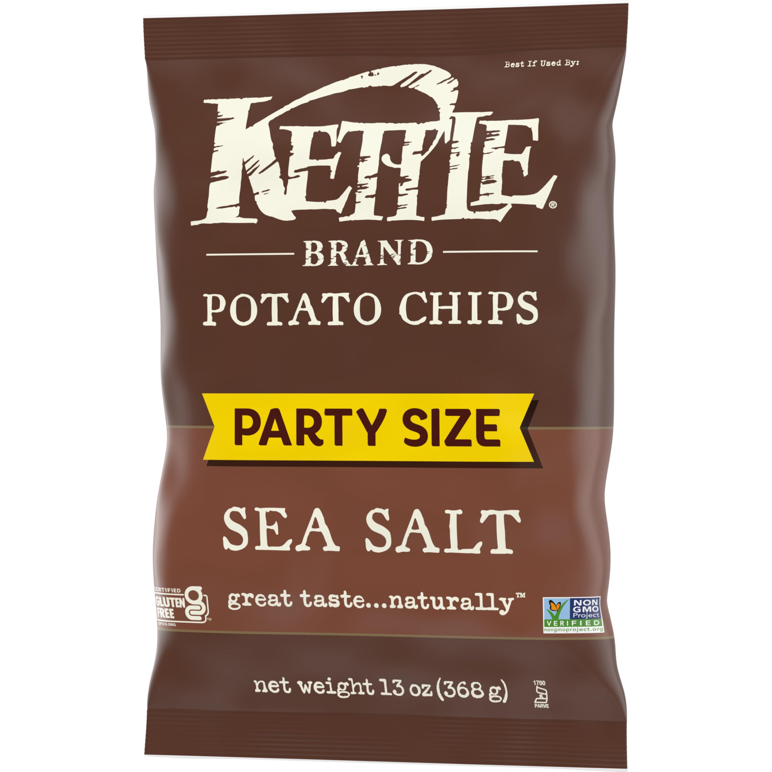 Kettle Brand Sea Salt Potato Chips 13oz - Crunchy Gluten-Free Snacks for Parties, Picnics & Movie Nights