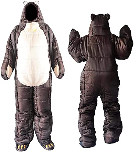 Wearable Bear-Shaped Sleeping Bag for Adults - Full Body Lightweight Winter Camping Gear, XL Size for Outdoor Hiking, Travel & Cold Weather Adventures