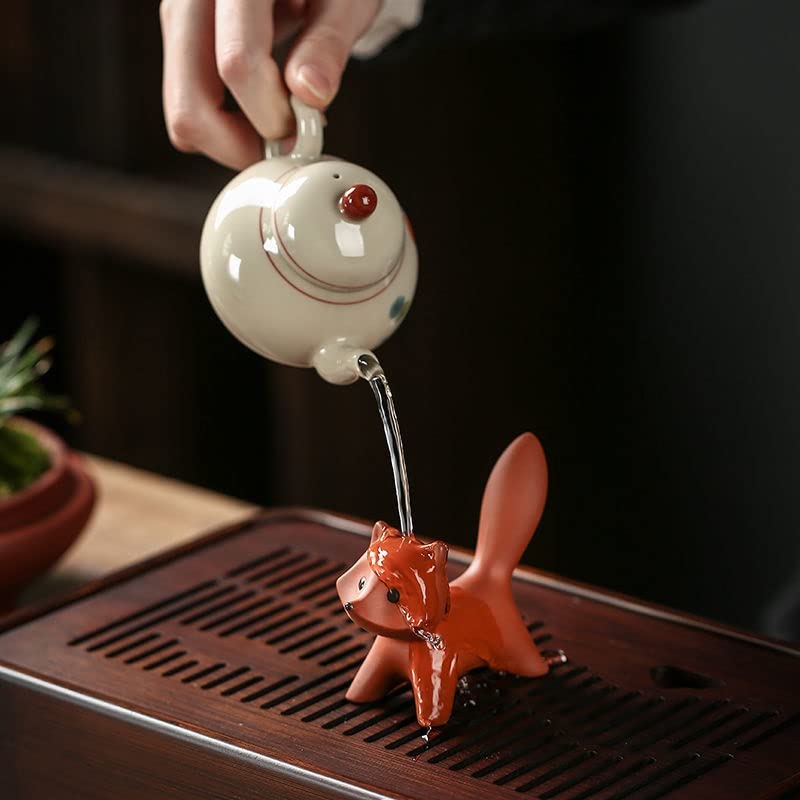 Handmade Purple Clay Fox Tea Pet for Kung Fu Tea Tray - Tea Ceremony Decoration