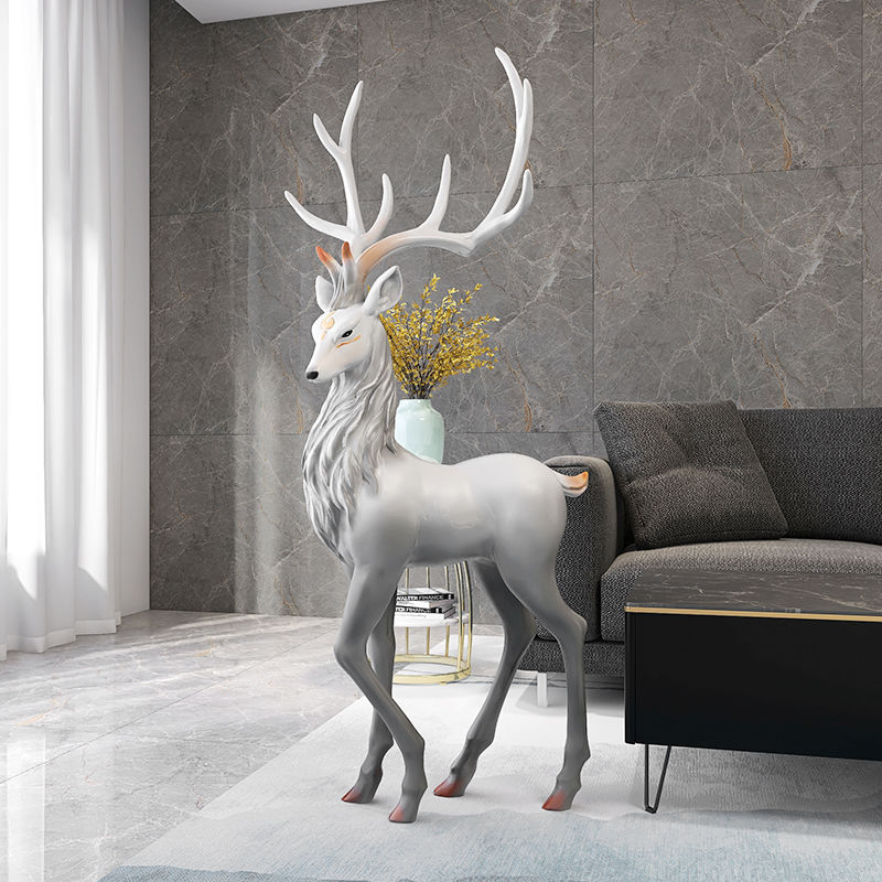 Elegant Snow Reindeer Statue - Winter Holiday Home Decor for Christmas, Mantel, Tabletop & Outdoor Display