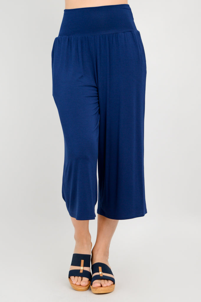 Gaylene Capri Pants - Soft Indigo Bamboo Fabric for Women - Perfect for Yoga, Lounge & Casual Wear