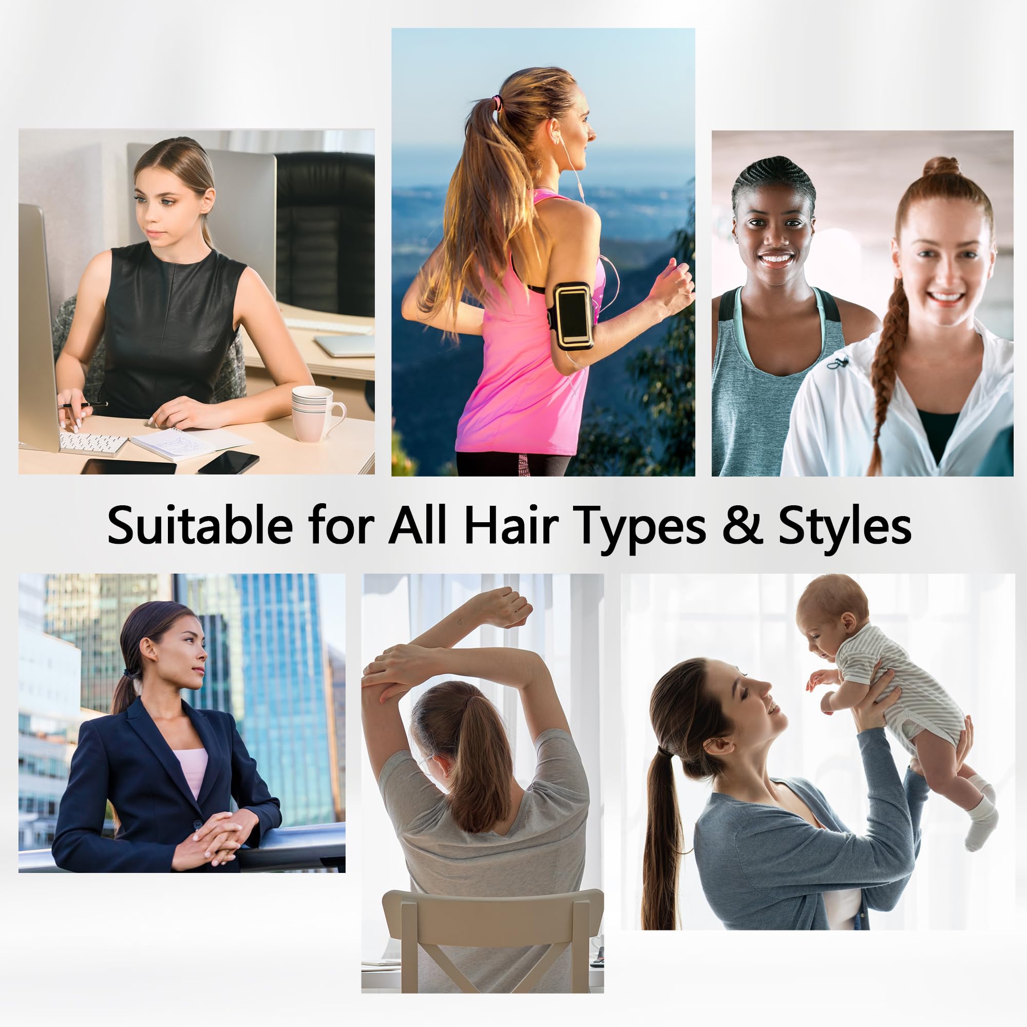 120 Pcs Black Hair Ties for Women - No Damage Ponytail Holders, Seamless Soft Fabric Hair Bands for Thick Hair, Hair Elastics for Pony Tails & Daily Styling (Black) - Perfect for Workouts, Office & Everyday Use