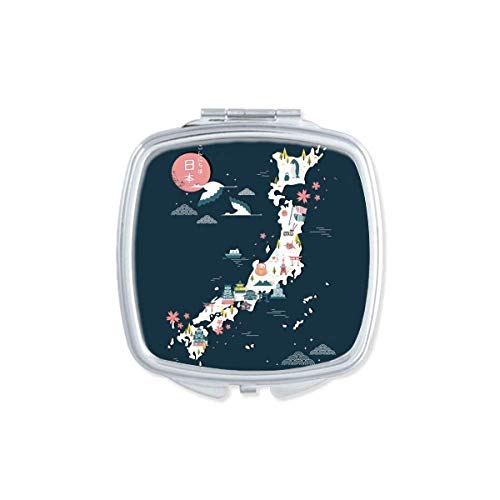 DIYthinker Traditional Japanese Map Mirror - Portable Compact Double-Sided Makeup Mirror with Local Special Design | Perfect for Travel, Home Vanity & Gift Giving