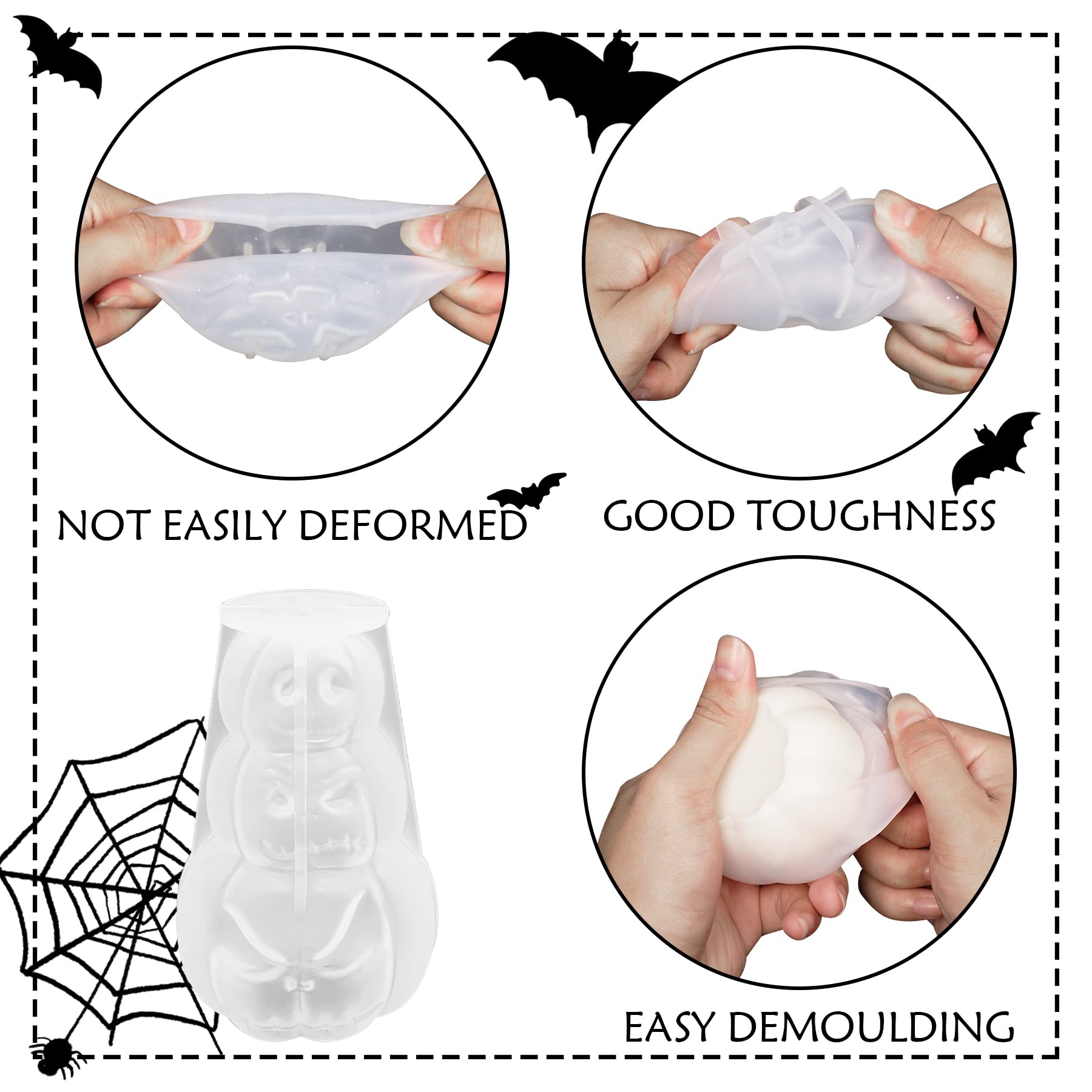3D Pumpkin Candle Mold - Halloween Silicone Mold for DIY Aromatherapy Candles, Wax Crafts, Resin Casting & Polymer Clay Decorations - Perfect for Fall Decor, Thanksgiving Centerpieces & Spooky Halloween Party Favors