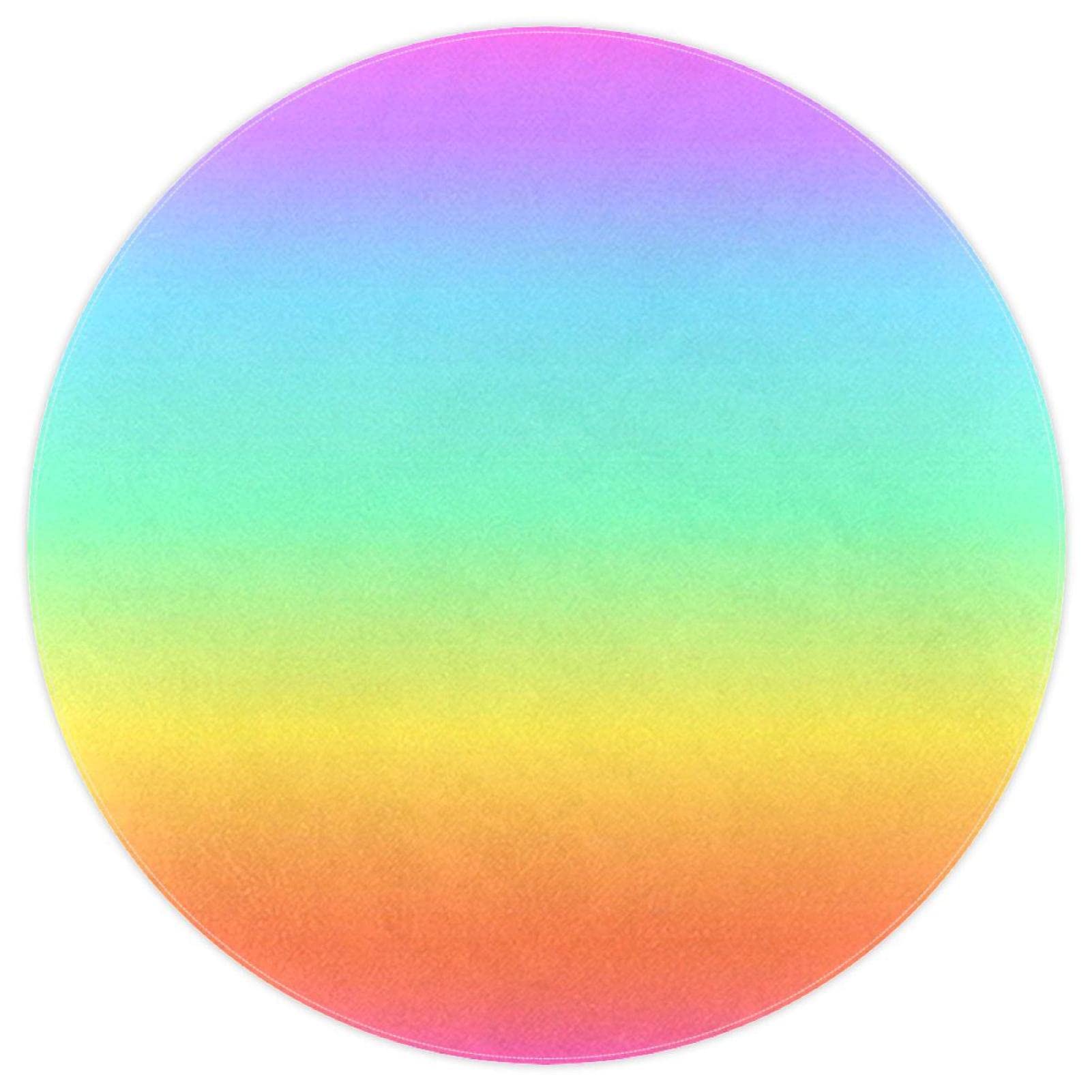 LLNSUPPLY 4ft Large Round Kids Rug - Rainbow Play Mat for Girls & Boys | Non-Slip Foldable Nursery Rug, Baby Floor Activity Mat | Perfect for Playrooms, Bedrooms & Daycare Centers