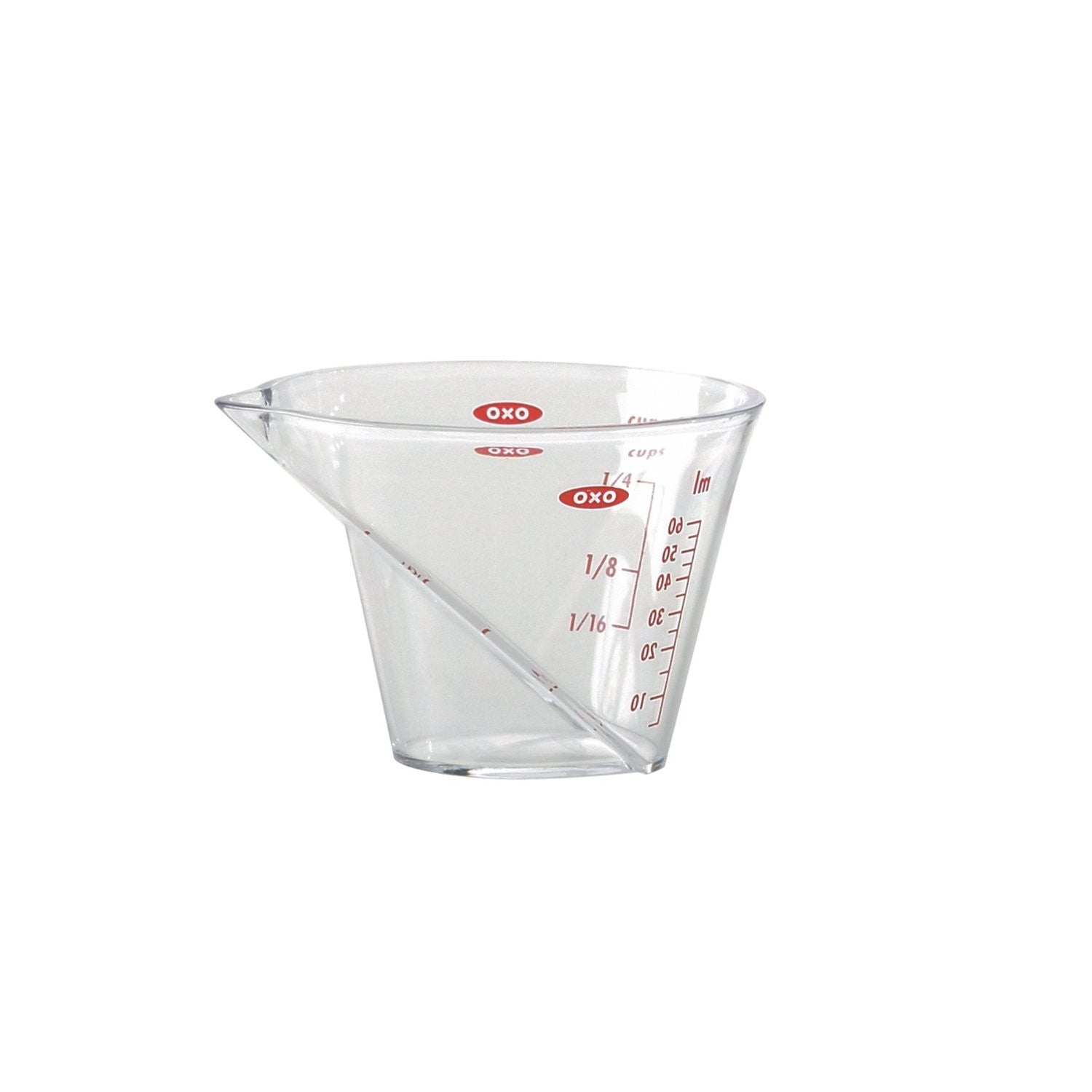 Mini Angled Measuring Cup - 2oz/60ml Clear Plastic Kitchen Measuring Cup with Spout for Baking, Cooking & Mixing - Perfect for Liquid Ingredients, Cocktails & DIY Crafts