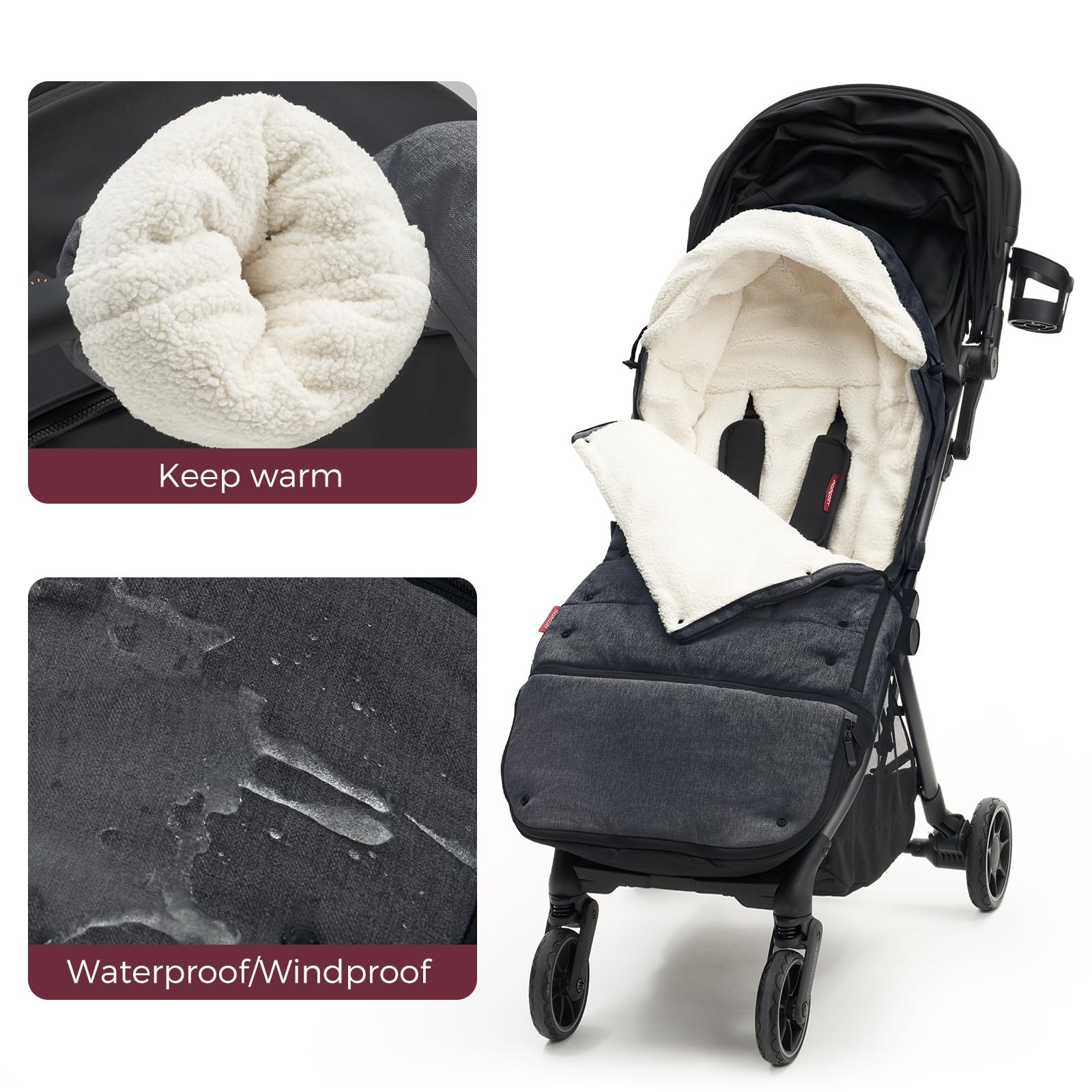 Momcozy Universal Stroller Footmuff - Ultra-Plush Weatherproof Winter Stroller Cover with Adjustable Buckle | Fits Most Strollers | Perfect for Cold Weather Outings, Baby Walks & Winter Travel