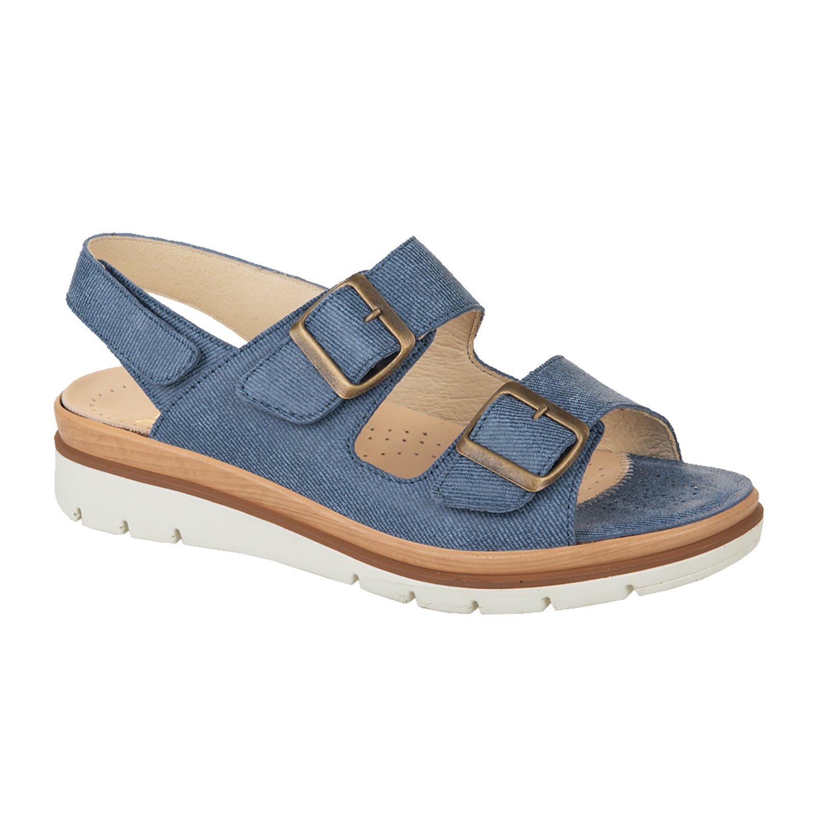 Fidelio Serafina Women's Backstrap Sandals - Comfortable Blue Jeans Color Summer Beach Walking Shoes for Vacation & Casual Outings