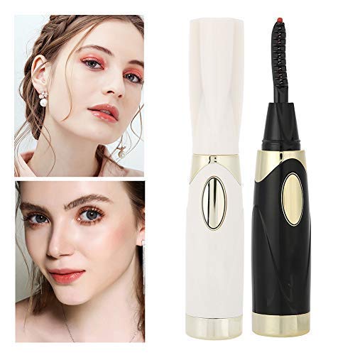 Electric Eyelash Curler - Fast Heating & Long-Lasting Battery, Professional Eyelash Extension Tool Kit with Dual Modes & Free Lash Brush (White) | Perfect for Home Use, Travel & Salon Makeup