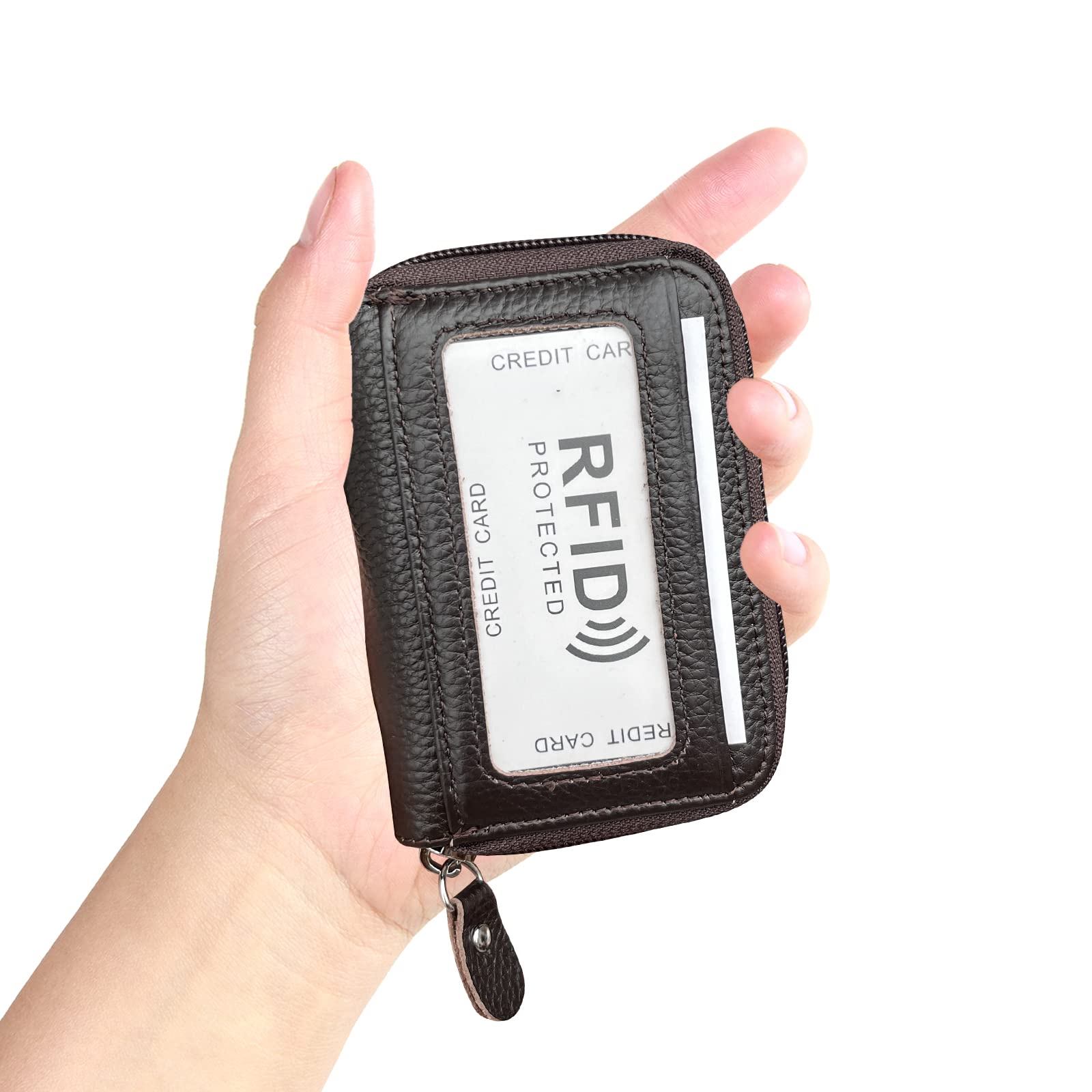RFID Blocking Genuine Leather Credit Card Holder - Secure Travel Wallet for Men & Women (Coffee Brown) | Protect Cards from Digital Theft | Perfect for Airport Security, Business Trips & Daily Use