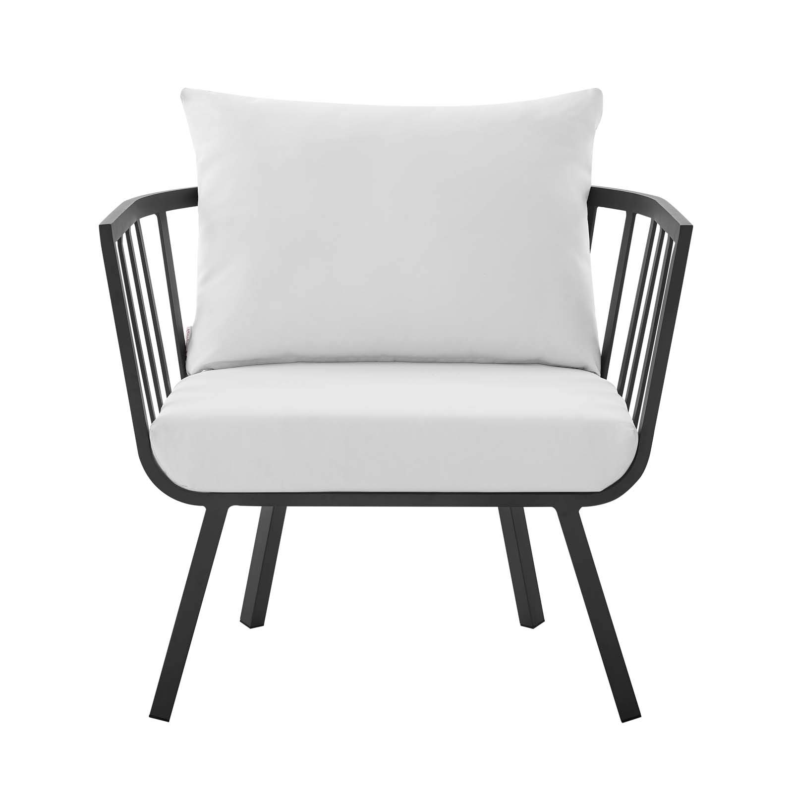 Modern Outdoor Patio Lounge Chair - Aluminum Frame with Weather-Resistant Gray/White Fabric - Perfect for Garden, Poolside & Backyard Relaxation