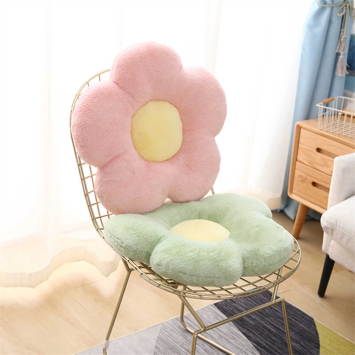 2 Pack Floor Pillow Seating Cushion - Plush Throw Pillows & Flower Shaped Chair Back Cushions | Super Comfy Stuffed Cushion for Reading, Lounging, Home Decor | Perfect for Living Room, Bedroom & Nursery