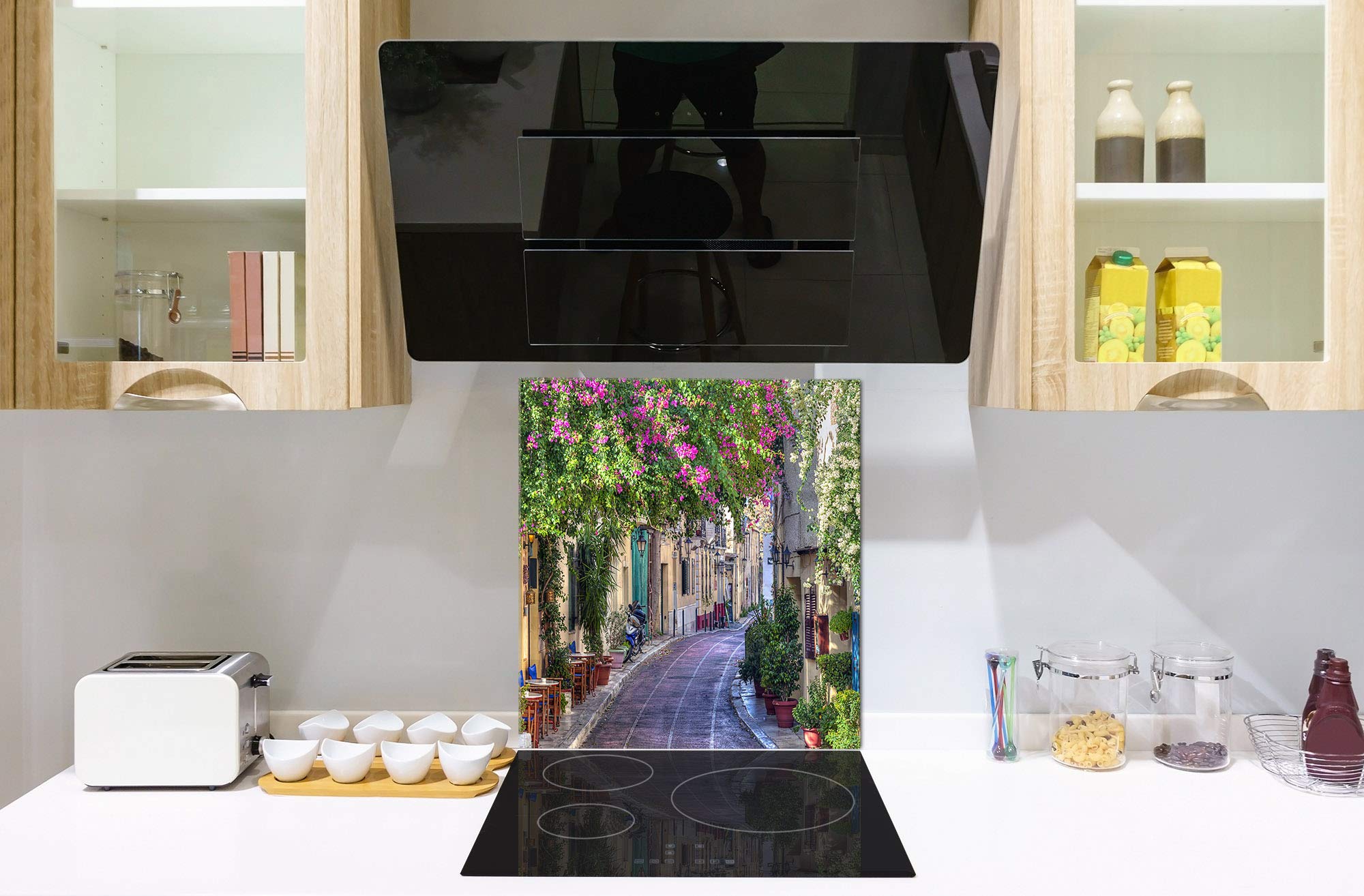 Tempered Glass Cooker Backsplash - Waterproof Kitchen Backsplash Panel - BS16 Venice Street Landscape Series Glass Splashback for Stove & Sink Area - Perfect for Modern Kitchen Remodeling and Home Decor