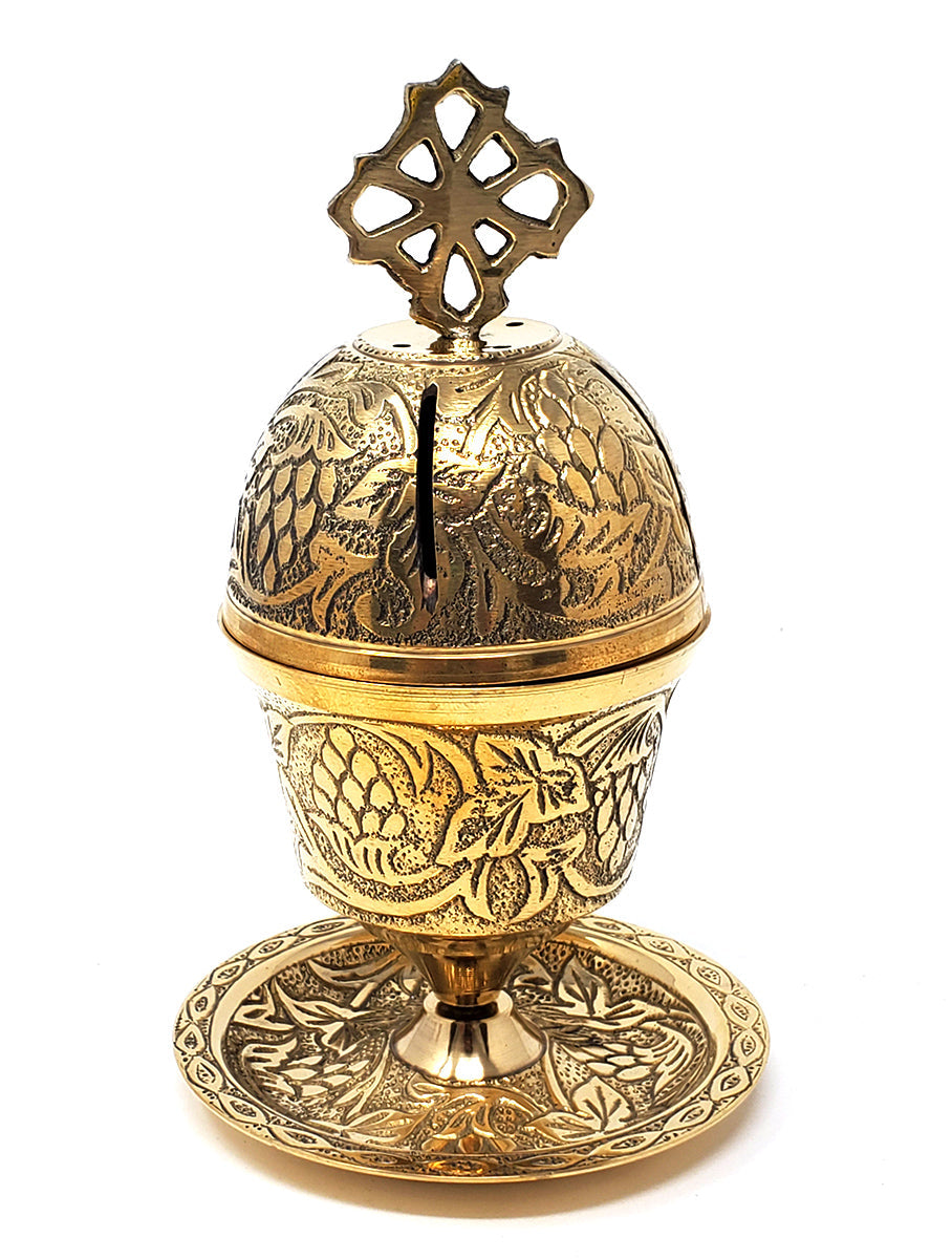 Handmade Carved Brass Incense Stick Holder & Cone Burner - Elegant Home Decor for Meditation, Yoga, and Aromatherapy