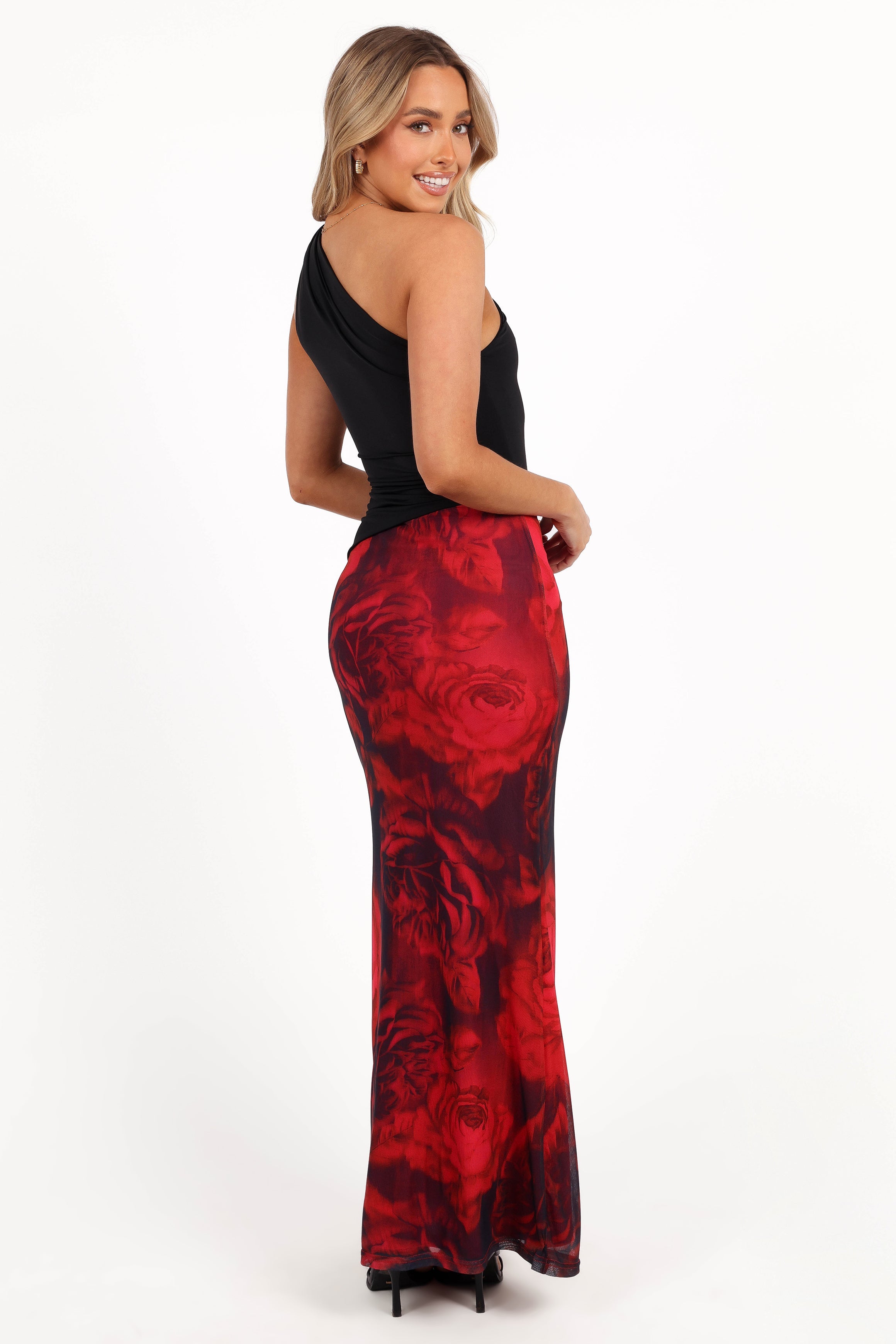 Cici Maxi Skirt with Rose Floral Print - Elegant Boho Summer Skirt for Women, Perfect for Beach, Vacation, and Casual Outings