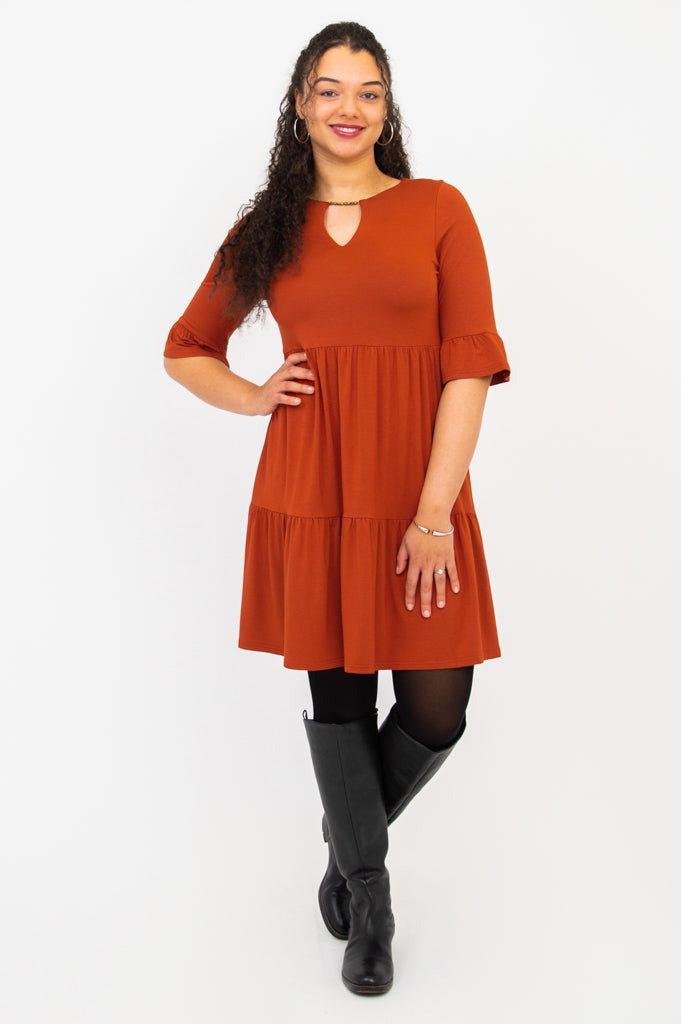 Bernadette Women's Copper Bamboo Dress - Elegant & Comfortable Summer Dress for Casual Outings, Beach Wear, and Outdoor Events
