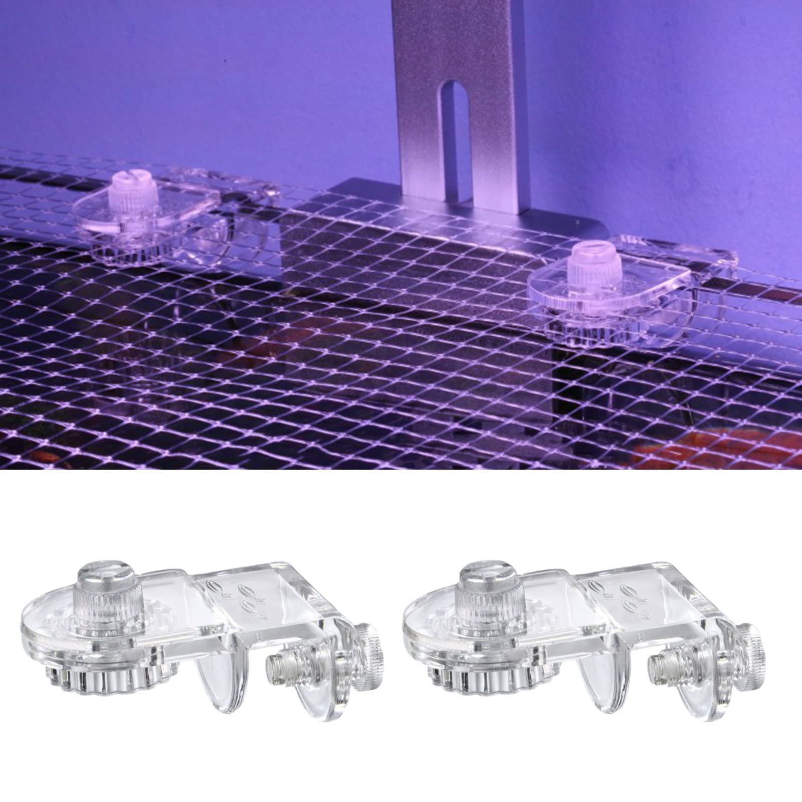 2pcs Transparent Acrylic Aquarium Clips - Fish Tank Net Holder for Anti-Jump Cover