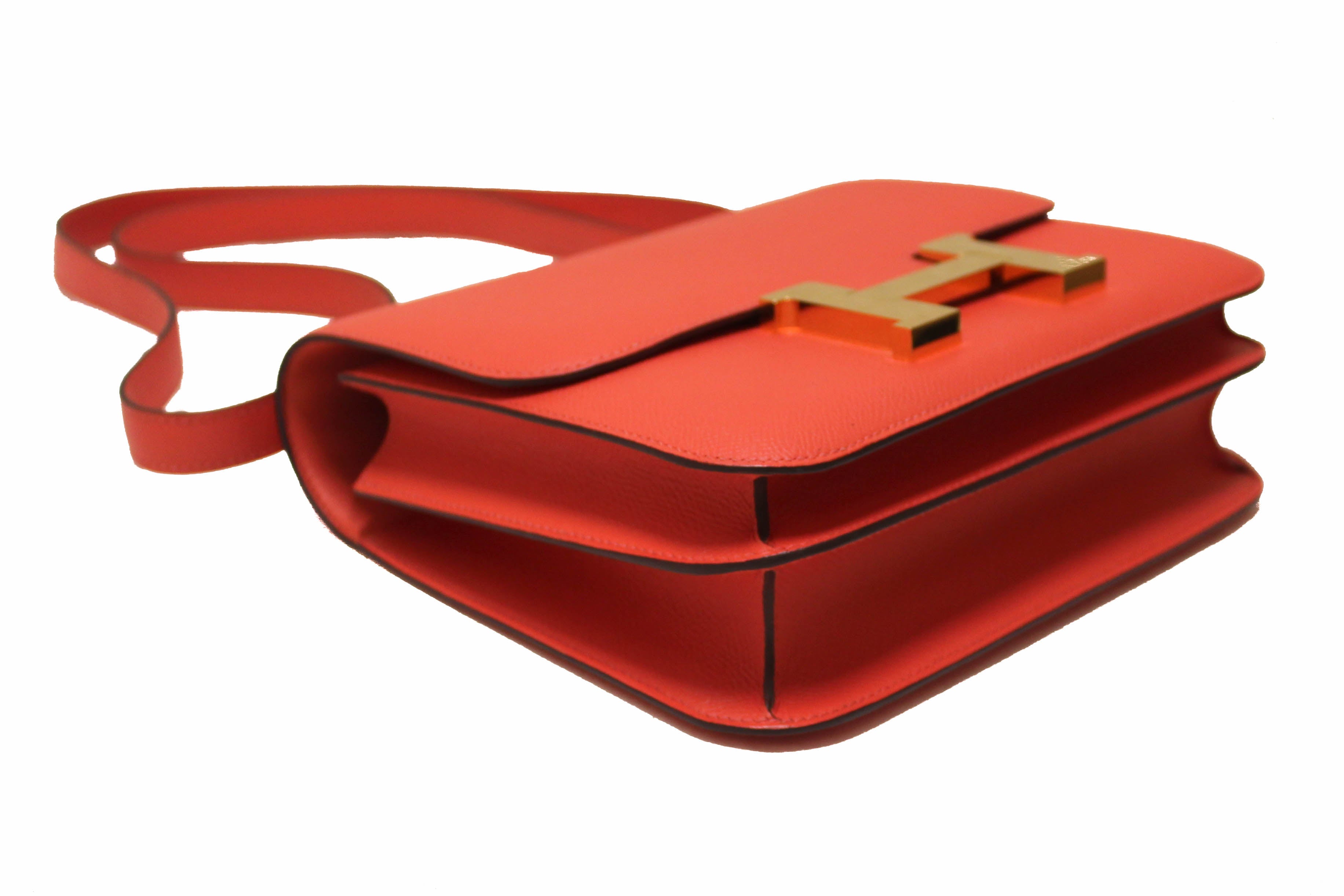 Authentic Hermes Tomate Orange Epsom Leather Constance 24 Shoulder Bag - Luxury Designer Handbag for Women, Perfect for Work, Parties & Special Occasions