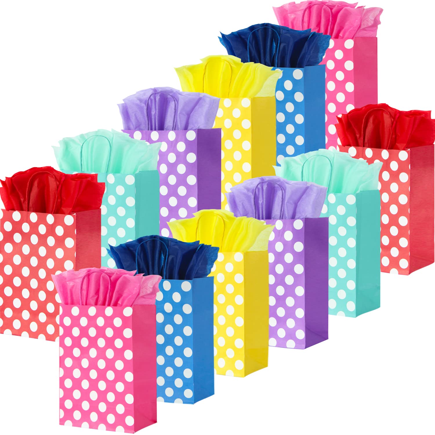 24-Pack Polka Dot Gift Bags with Handles - 8.7