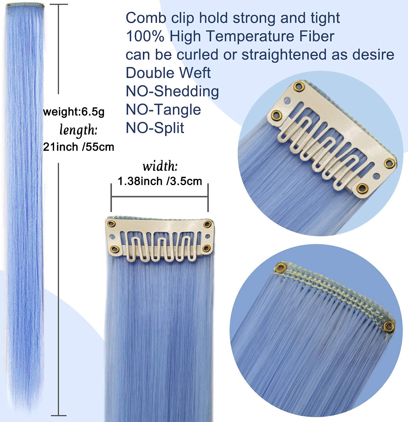 JCHDWSGUO 18-Piece Multi-Colored Clip-In Hair Extensions - 21 Inch Heat-Resistant Synthetic Straight Hair for Women & Girls | Perfect for Holiday Parties, Cosplay & Daily Styling (Rainbow Colors)
