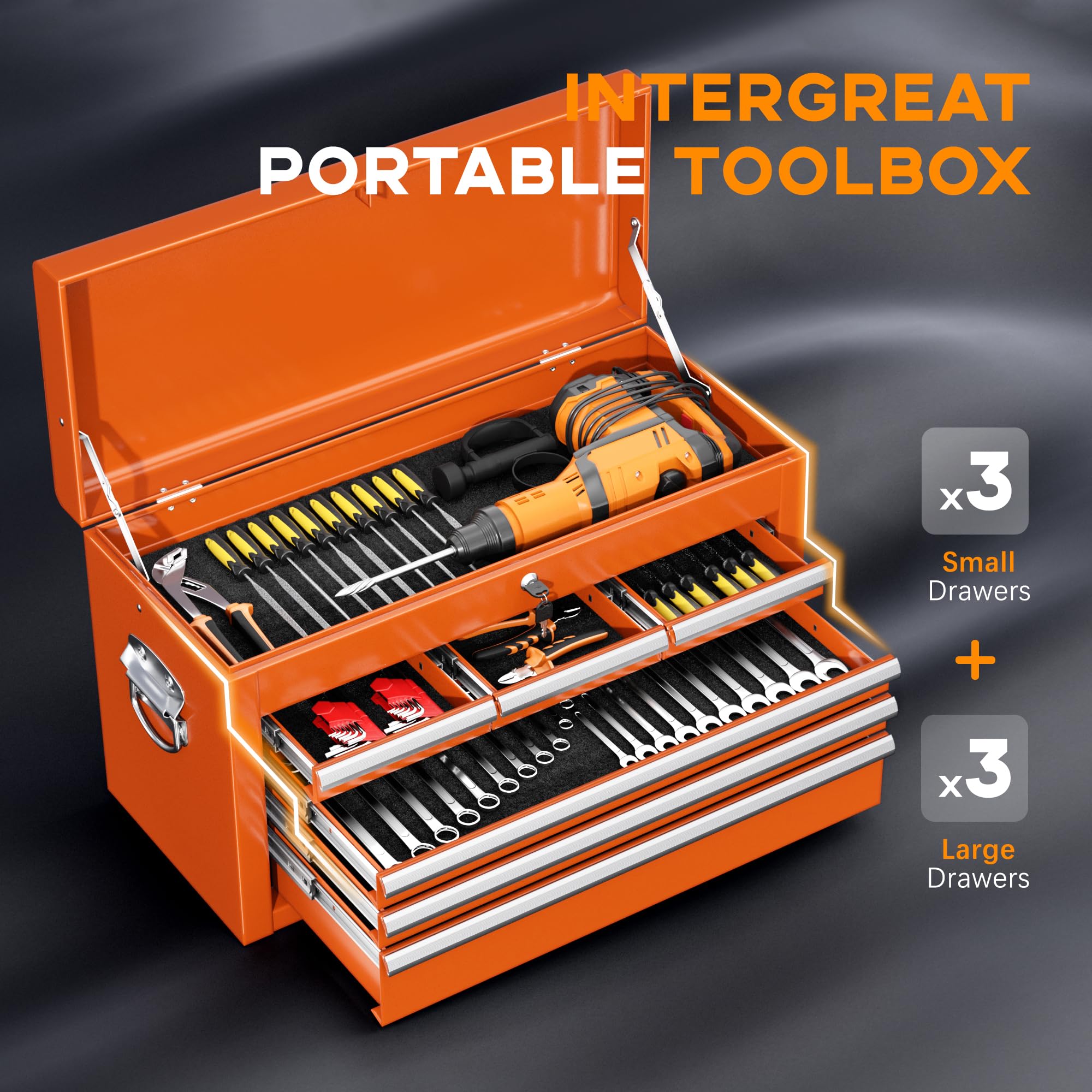 8-Drawer High Capacity Rolling Tool Chest with Wheels & Large Cabinet - 2-in-1 Detachable Steel Tool Storage for Garage, Workshop, Barbershop, Home DIY - Heavy Duty Mobile Tool Organizer (Orange)