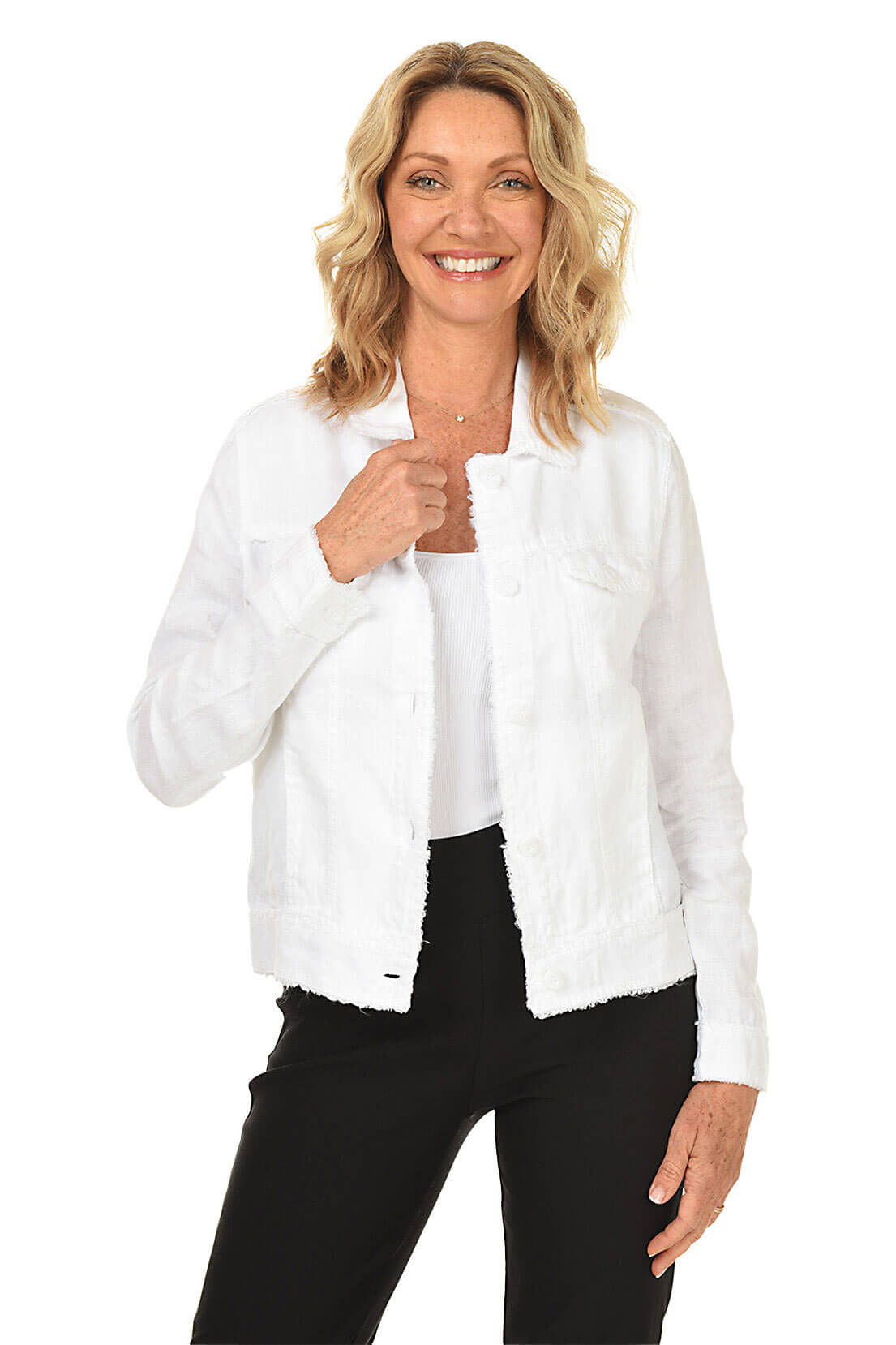 Stylish Frayed Linen Jacket for Women - Lightweight Summer Blazer, Casual Office Wear & Boho Outfit Essential