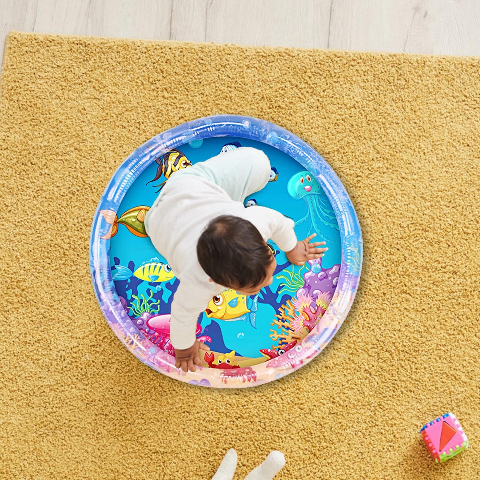 **Inflatable Baby Water Play Mat - Large Sensory Activity Center for Motor Development & Muscle Strengthening | Portable Tummy Time Mat for Infants & Toddlers | Perfect for Indoor & Outdoor Water Play**