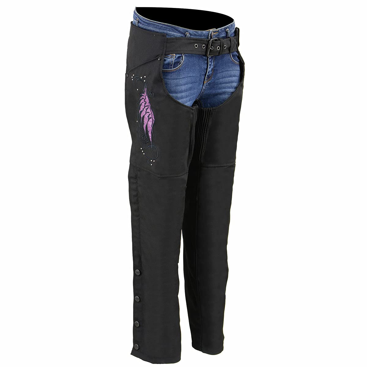 Milwaukee Leather Premium Textile Motorcycle Riding Chaps for Women - Large Size - Durable & Comfortable Riding Gear for Harley, Cruiser & Adventure Bikes