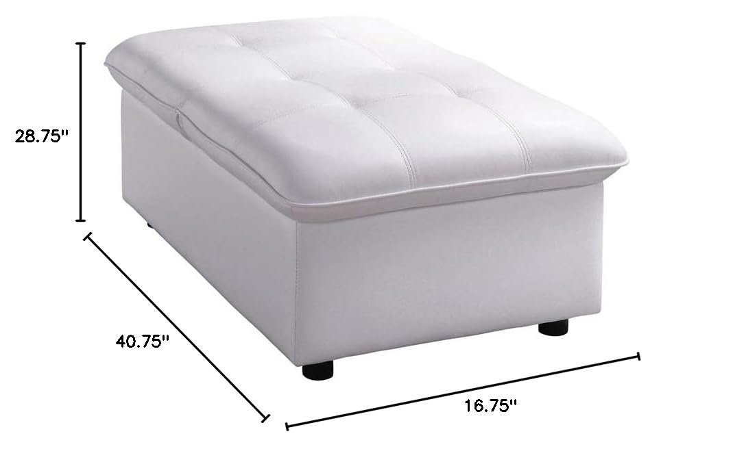 Furniture of America Kamala Faux Leather Tufted Futon Chair in White - Convertible Sleeper Sofa for Small Spaces, Living Room, Bedroom & Office