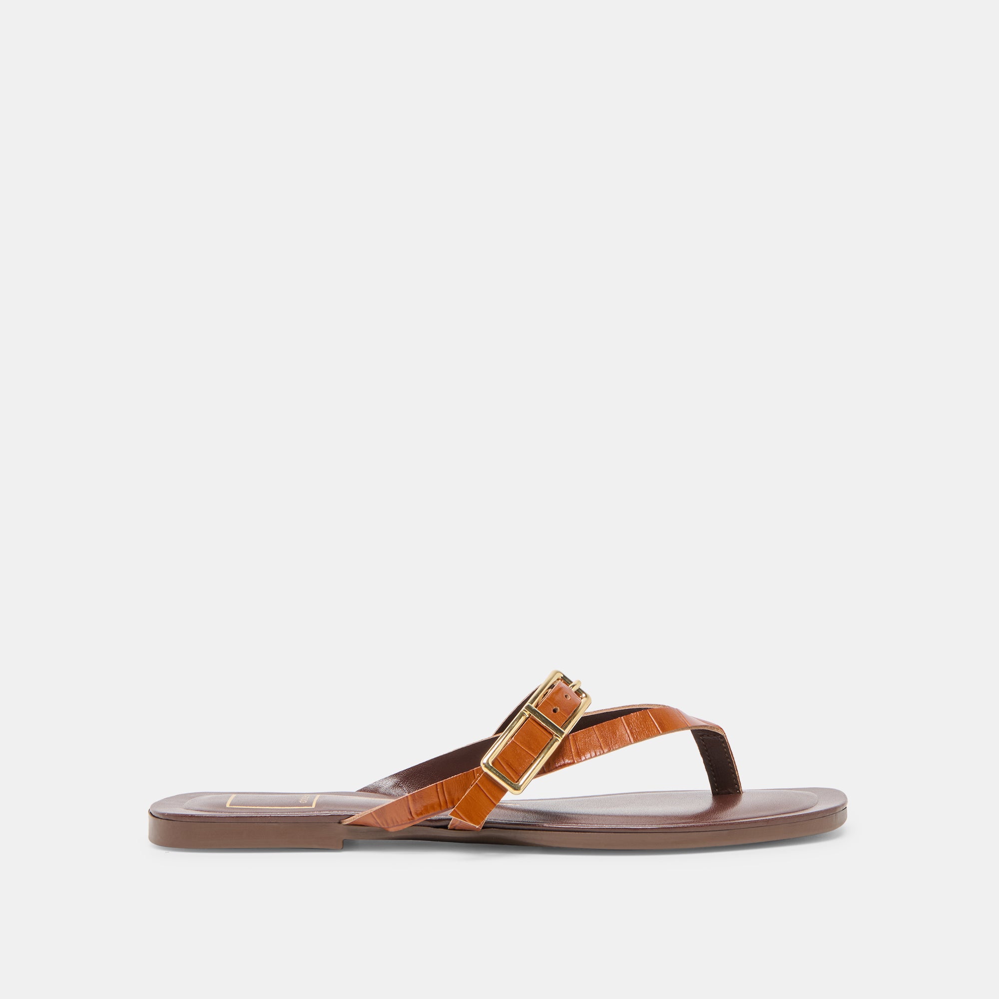 PIERS Genuine Leather Sandals for Women - Cognac Crocodile Embossed, Comfortable & Stylish Summer Footwear - Perfect for Beach, Vacation & Casual Outings