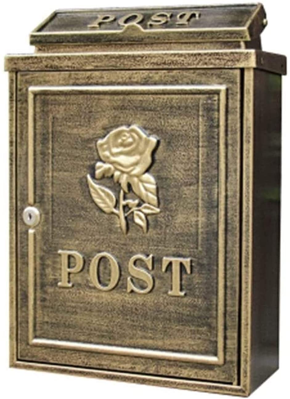 Vintage Outdoor Wall Mounted Mailbox - Secure Locking Letterbox for Home, Garden & Porch | Weatherproof & Durable Post Box for Mail & Packages