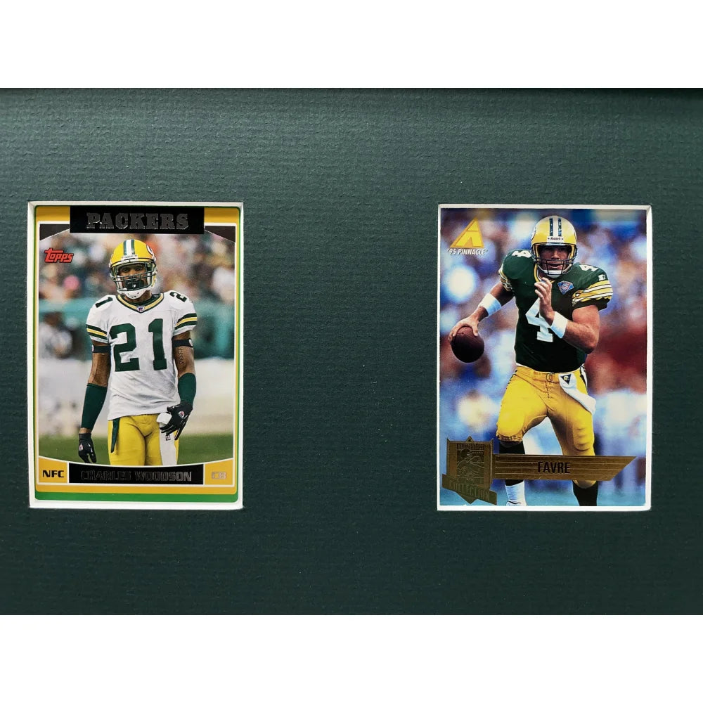Green Bay Packers Framed 10 Football Card Collage - Starr, Rodgers, Favre - Perfect for Man Cave, Sports Bar, or Packers Fan Gift