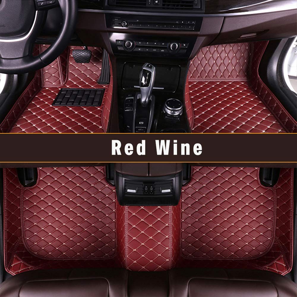 Premium Custom Fit Floor Mats for 2007-2008 Jeep Commander - Full Coverage Leather Front & Rear Waterproof Carpet Liners in Elegant Wine Red | All-Weather Protection for Off-Road Adventures & Daily Commutes