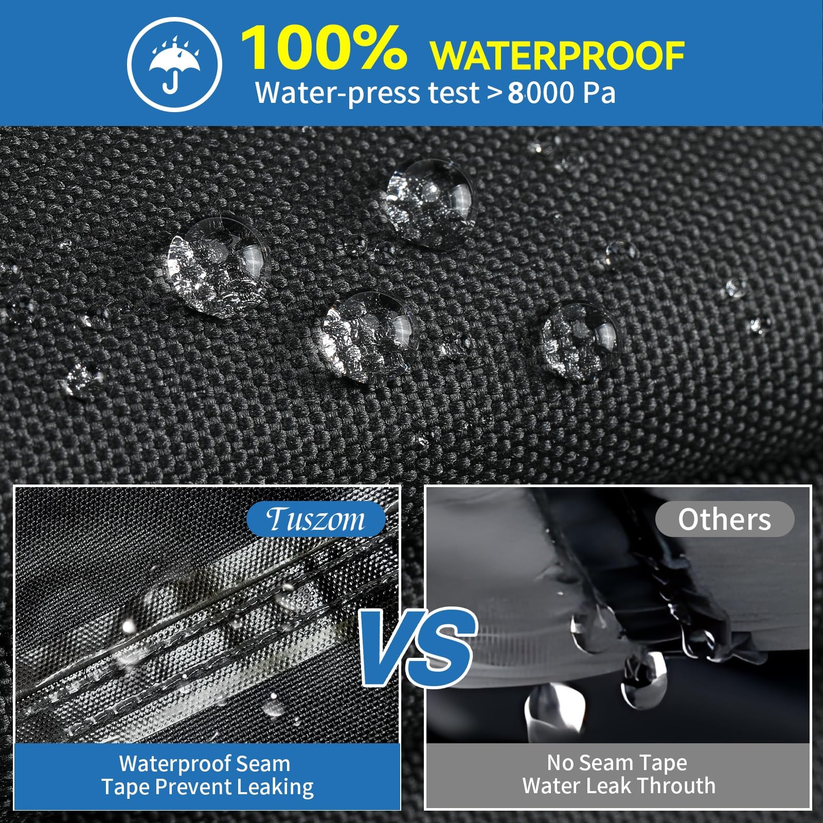 Tuszom True 900D Heavy-Duty Waterproof Pontoon Boat Cover - 17-20ft Trailerable & Mooring Cover with Motor Protection, 12+4 Windproof Straps, Solution-Dyed Tear-Resistant Fabric - Perfect for Outdoor Storage, Marina Use & Boat Protection During Transport