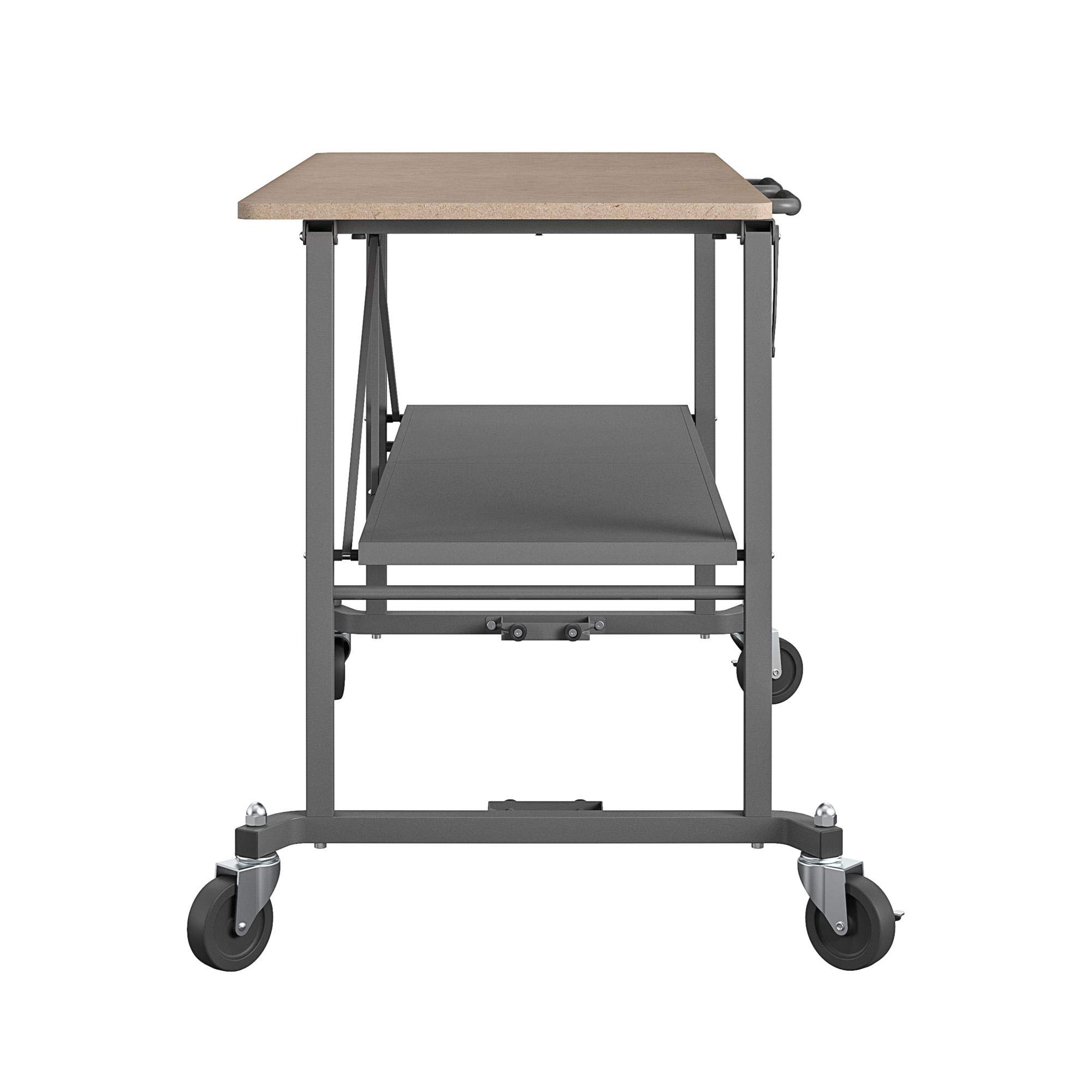 COSCO SmartFold Portable Workbench - Heavy Duty Folding Utility Table with Locking Casters, 600 lb Weight Capacity & Durable MDF Top | Perfect for Garage, Workshop, DIY Projects & Job Sites