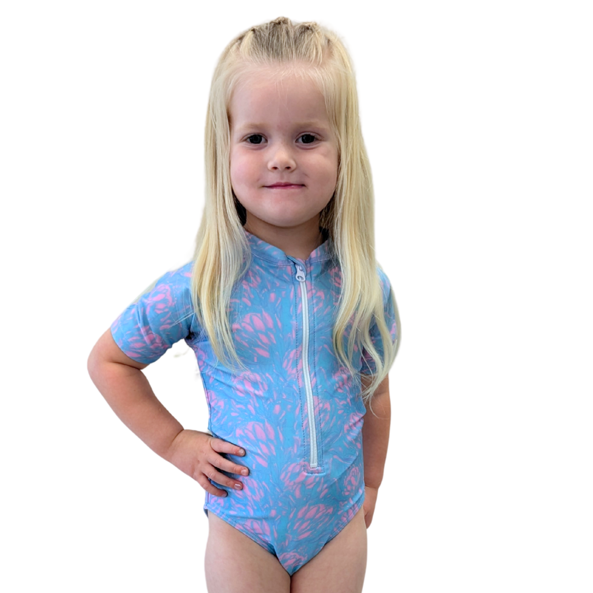 Girls' Short Sleeve Rash Guard One Piece Swimsuit - UV Protection Swimwear for Beach, Pool & Water Sports