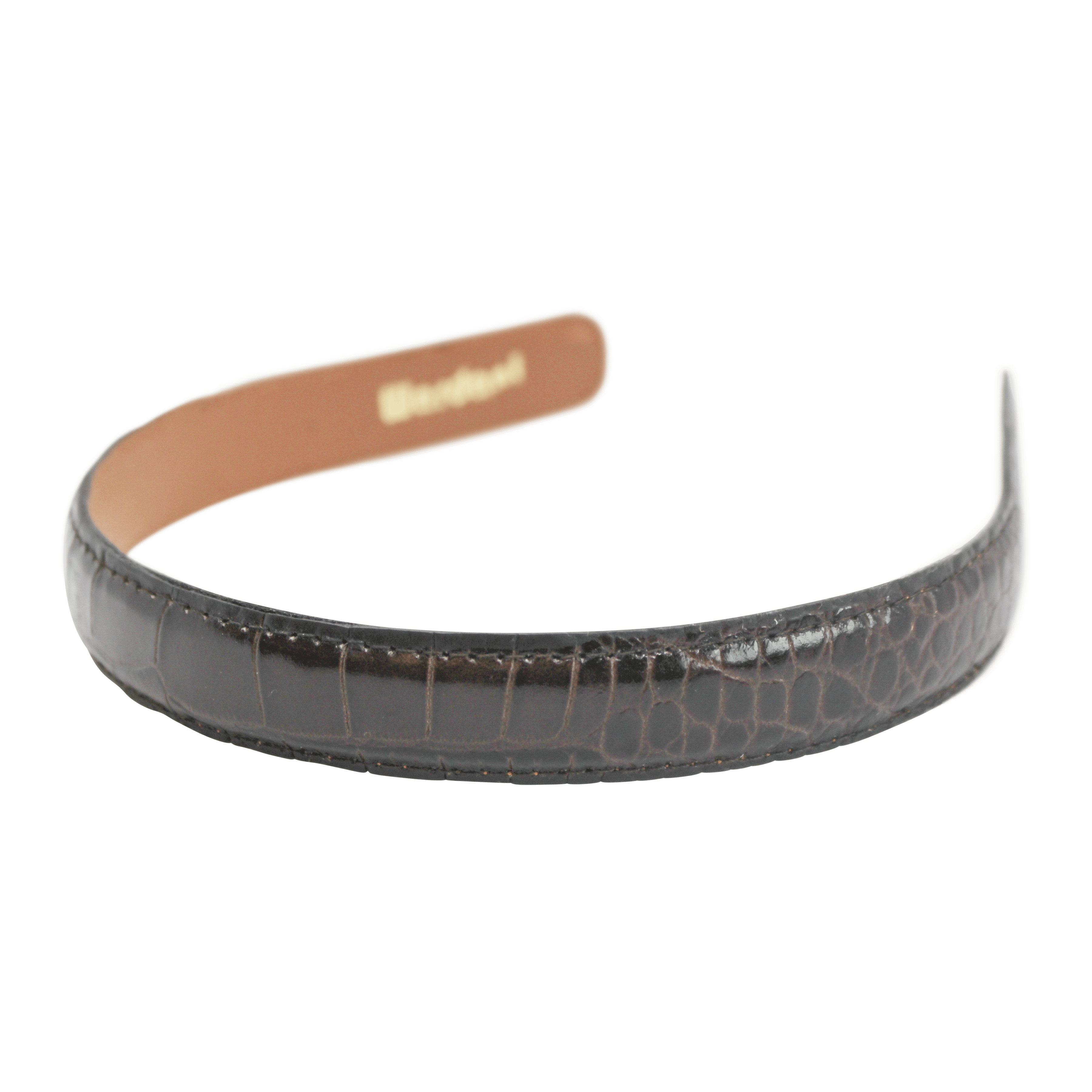 Wardani Croc Embossed Leather Headbands - 3/4 Inch Wide Hair Accessories for Women | Perfect for Workouts, Yoga, and Everyday Fashion