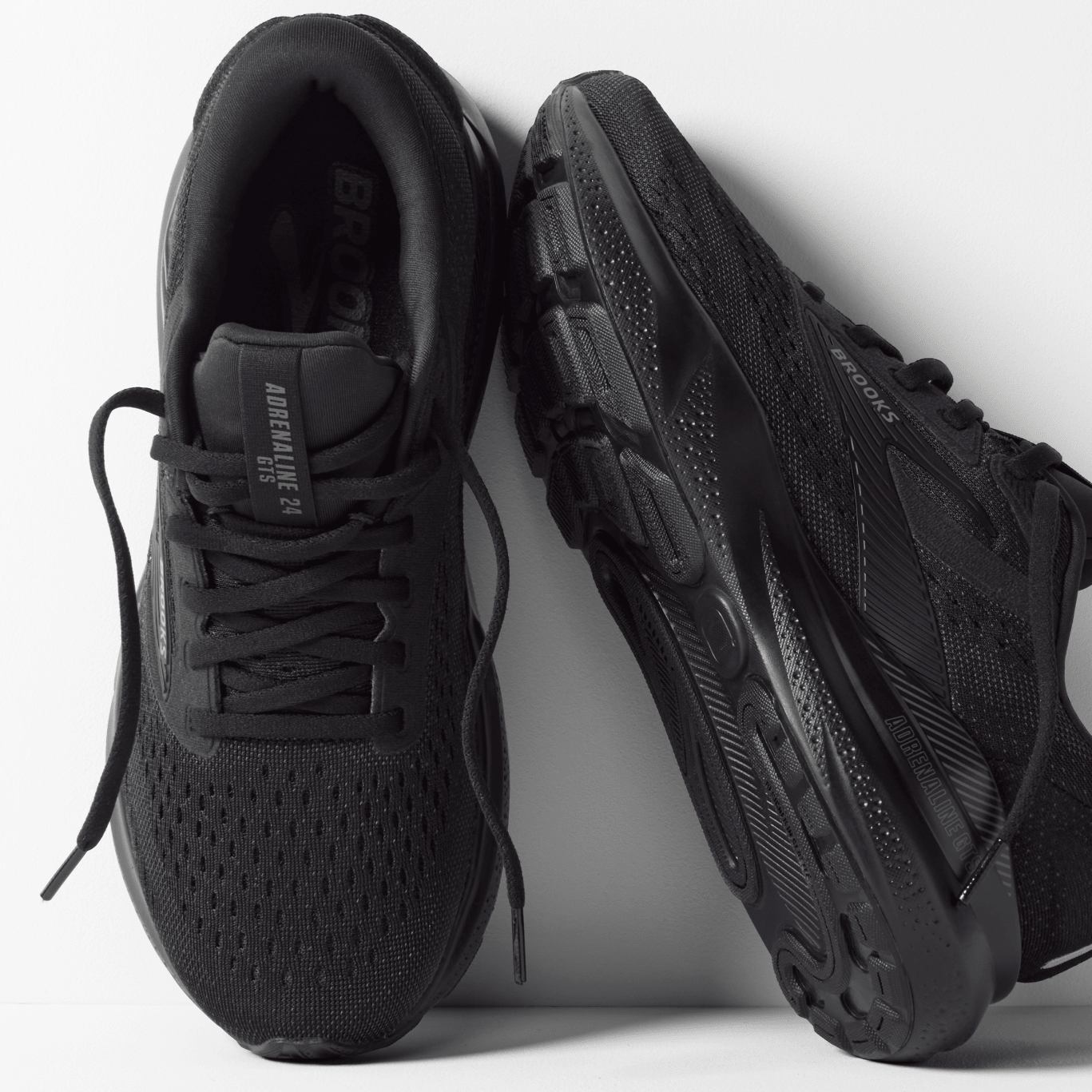 Brooks Adrenaline GTS 24 Running Shoes for Men - Wide 4E Width - Black/Black/Ebony - Stability & Support for Road Running, Jogging & Daily Training