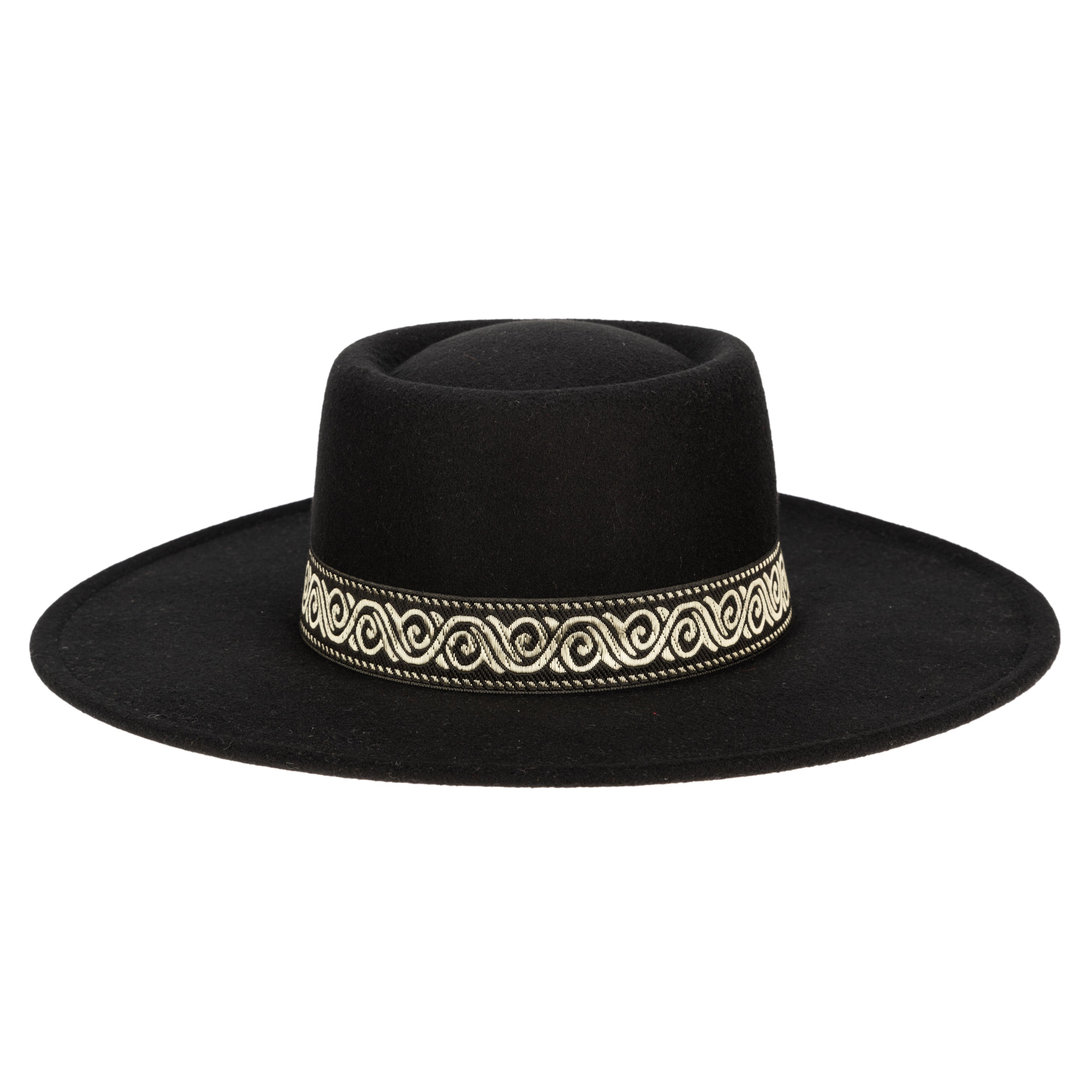 Stylish Faux Felt Boater Hat with Lurex Jacquard Band - Vintage Summer Sun Hat for Women & Men - Perfect for Beach, Garden Parties & Outdoor Events