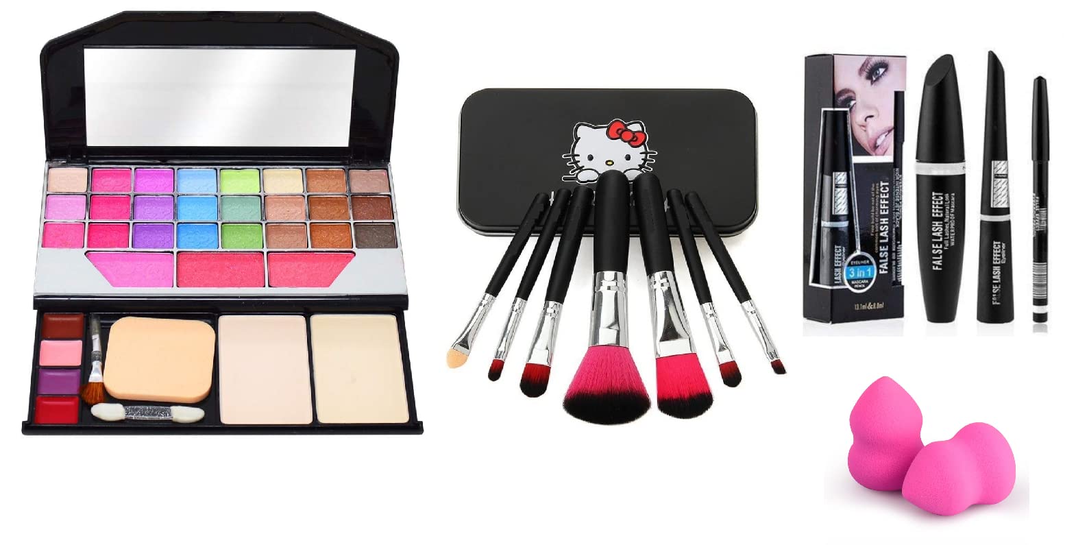 MOAN'S Professional Makeup Kit - 16-Piece Complete Eye Makeup Set with Eyeshadow Palette, 7 Brushes, Kajal, Eyeliner, Mascara & 2 Blender Puffs in Storage Box | Perfect for Bridal, Party & Everyday Makeup Looks