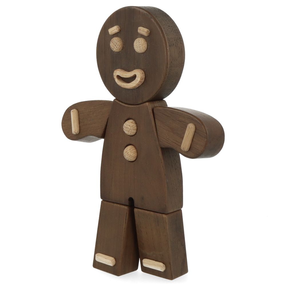 Handmade Gingerbread Man Ornament - Smoked Stained Oak Wood Christmas Tree Decoration for Holiday Home Decor & Gift Giving