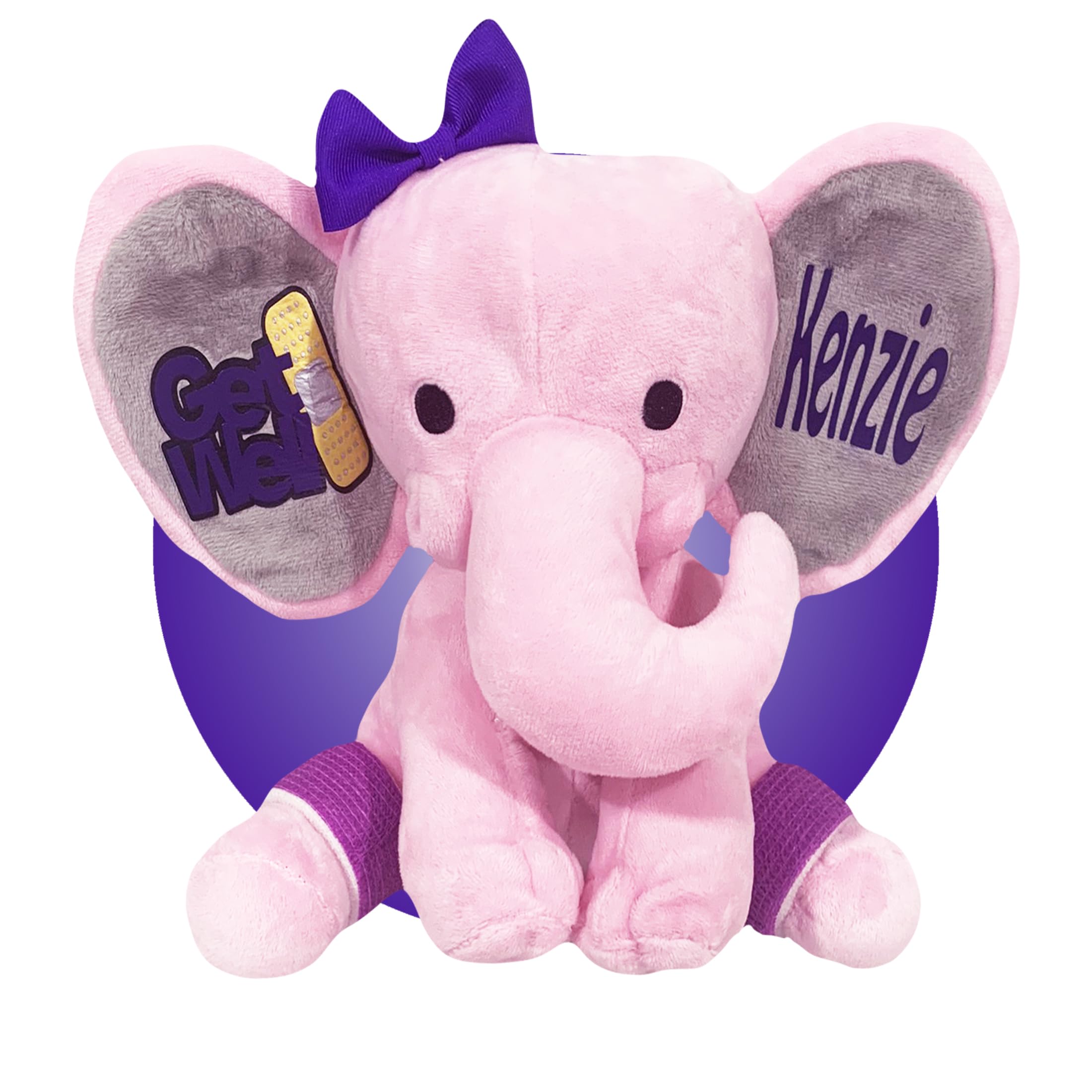 Personalized Pink Elephant Plush Toy - Get Well Soon Gift for Kids with Broken Arms or Legs - Soft Stuffed Animal for Children's Recovery - Perfect for Hospital Stay, Bed Rest & Comfort