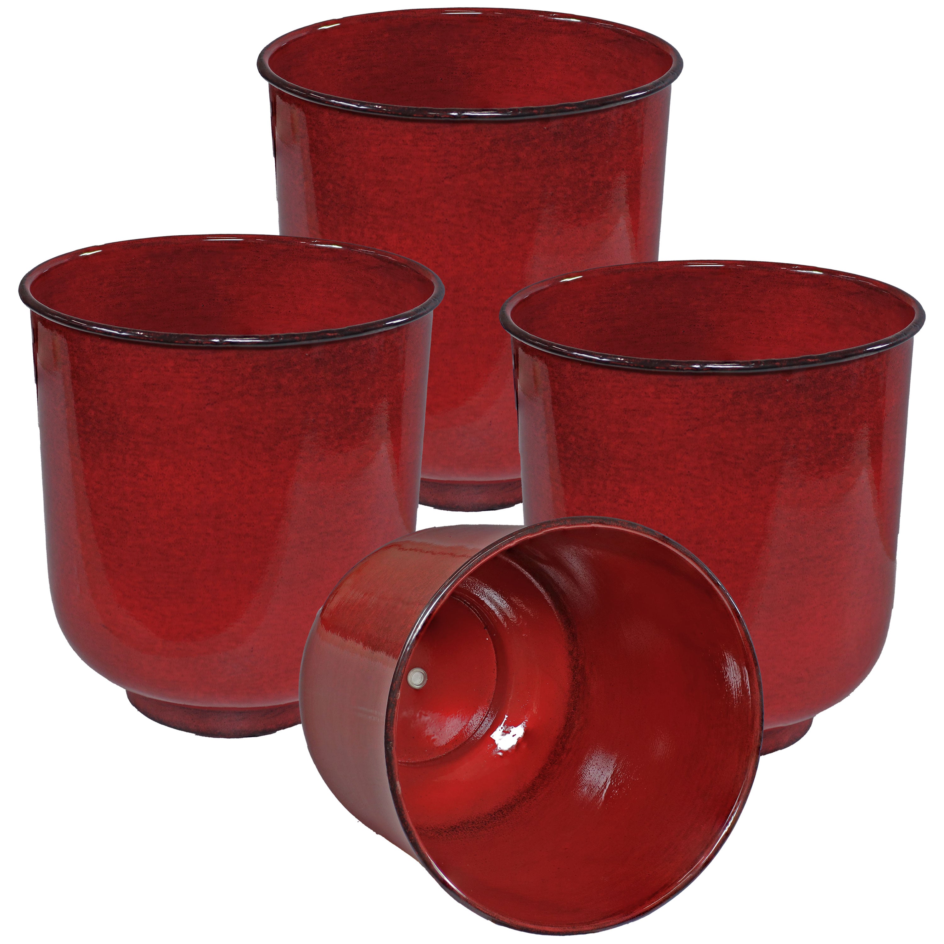 Sunnydaze Vivian Metal Outdoor Plant Pots - 11 Inch Rust-Resistant Garden Planters for Patio, Deck & Balcony Decor - Perfect for Flowers, Succulents & Herbs