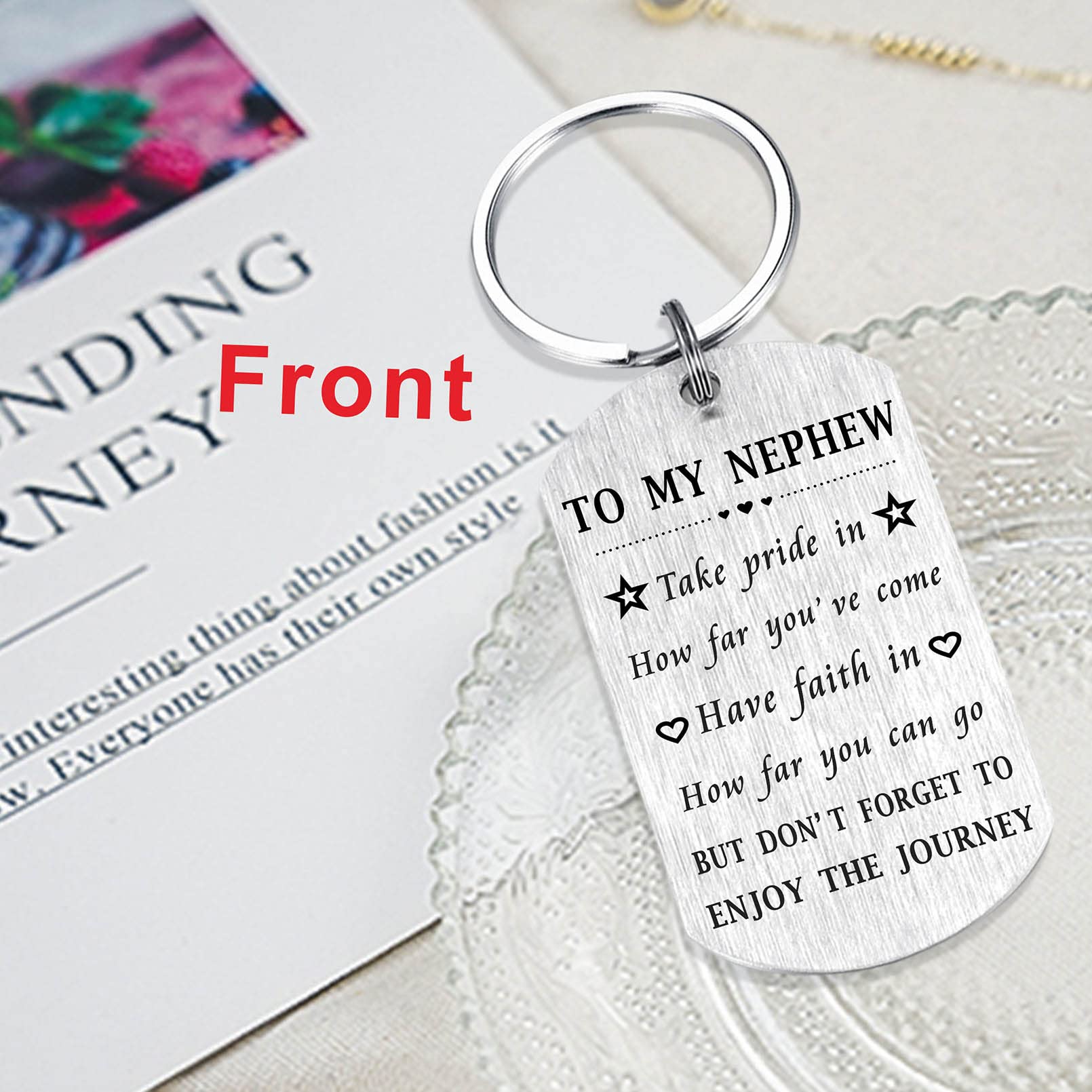 Best Nephew Ever Keychain - Personalized Graduation & Christmas Gift for Nephew - Engraved Keepsake for Special Occasions - Perfect for Birthdays, Holidays & Celebrations
