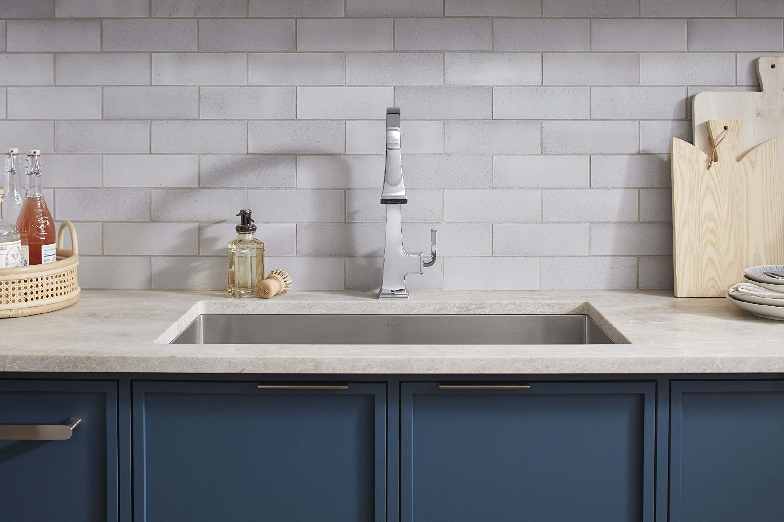 Kohler 23832-WB-CP Riff Voice-Activated Touchless Kitchen Faucet with Pull Down Sprayer in Polished Chrome - Hands-Free Sink for Modern Kitchens, Easy Cleaning & Water Conservation