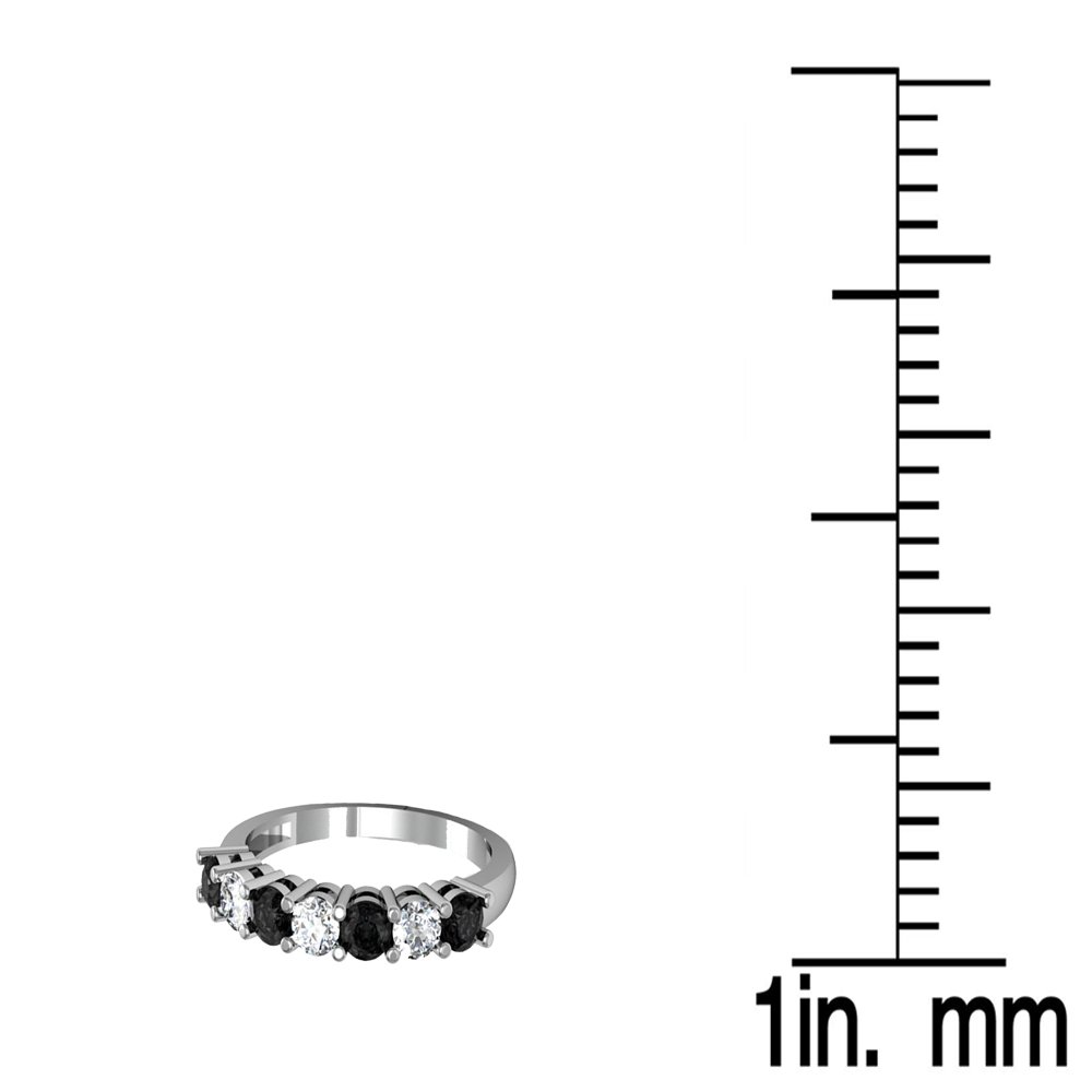 1.00 Cttw 18K White Gold Black & White Diamond Wedding Band for Women - 7 Stone Dazzlingrock Collection Ring - Perfect for Bridal Jewelry, Anniversary Gifts & Special Occasions