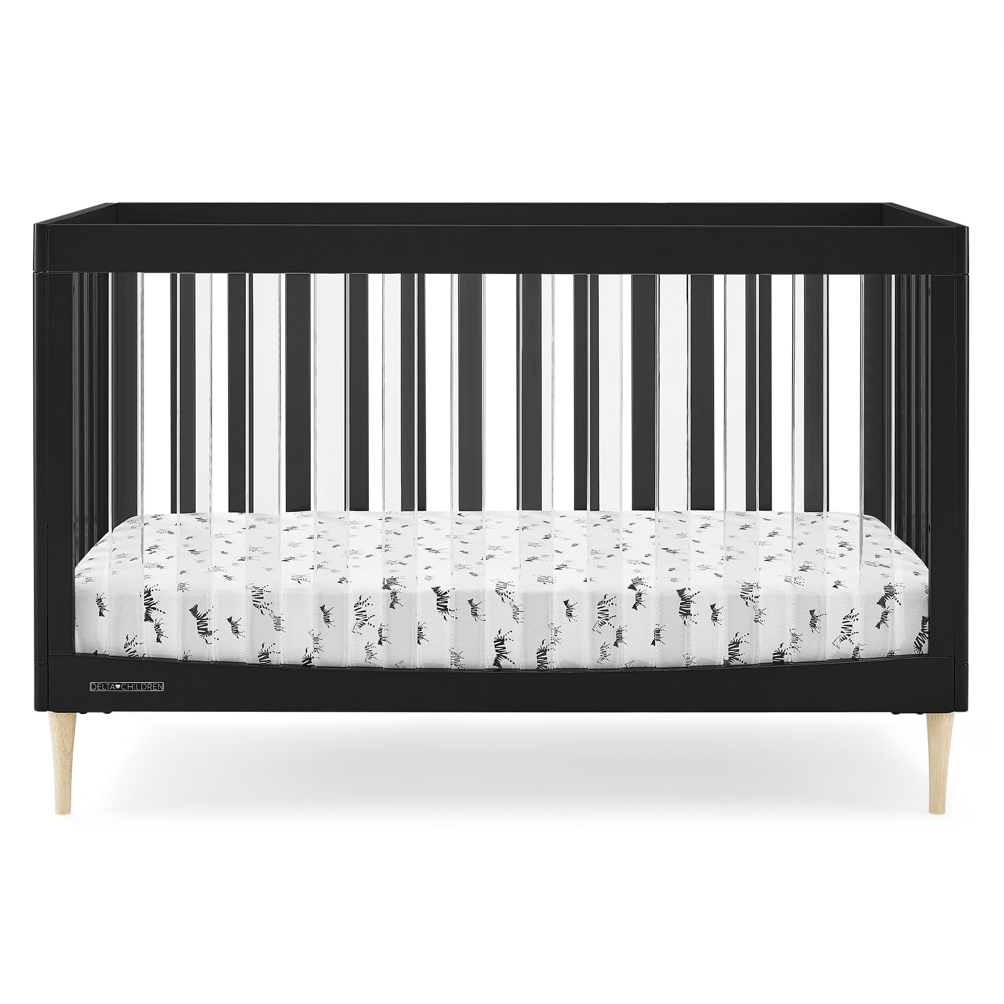 Austin Acrylic 4-in-1 Convertible Baby Crib - Toddler Bed, Daybed & Full-Size Bed | Modern Nursery Furniture for Boys & Girls | Perfect for Small Spaces & Growing Families