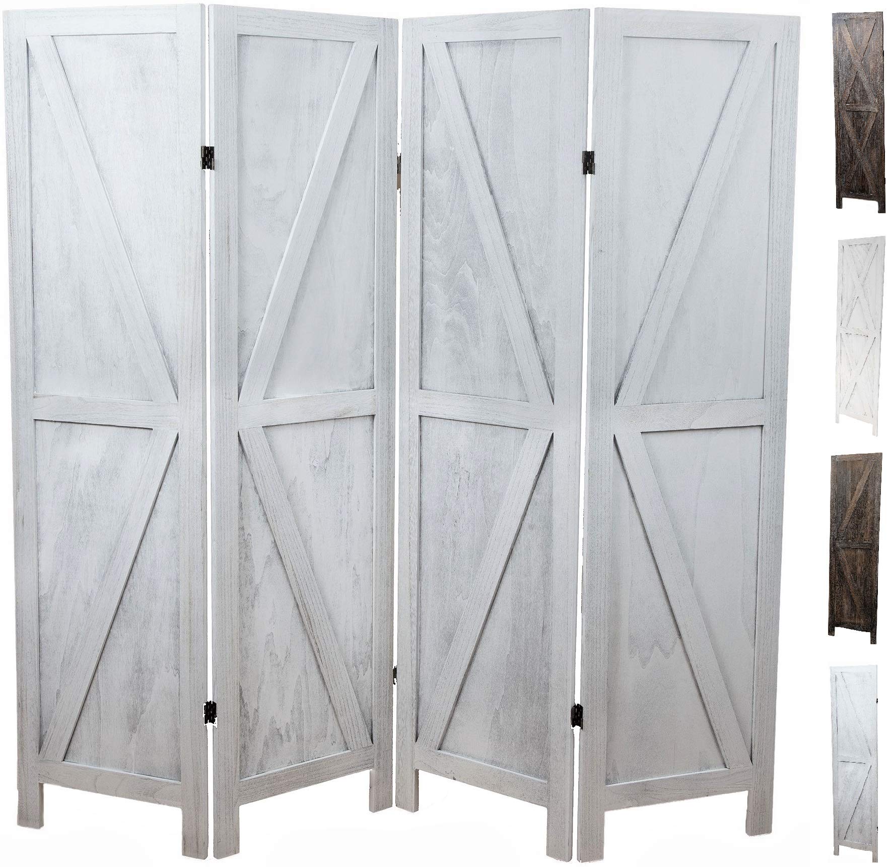 Premium Rustic Barnwood Room Divider - Foldable Privacy Screen & Partition Wall for Home, Office, Dorm - Temporary Wall Separator for Living Room, Bedroom, Studio (White) | Space-Saving Home Decor & Room Organization Solution